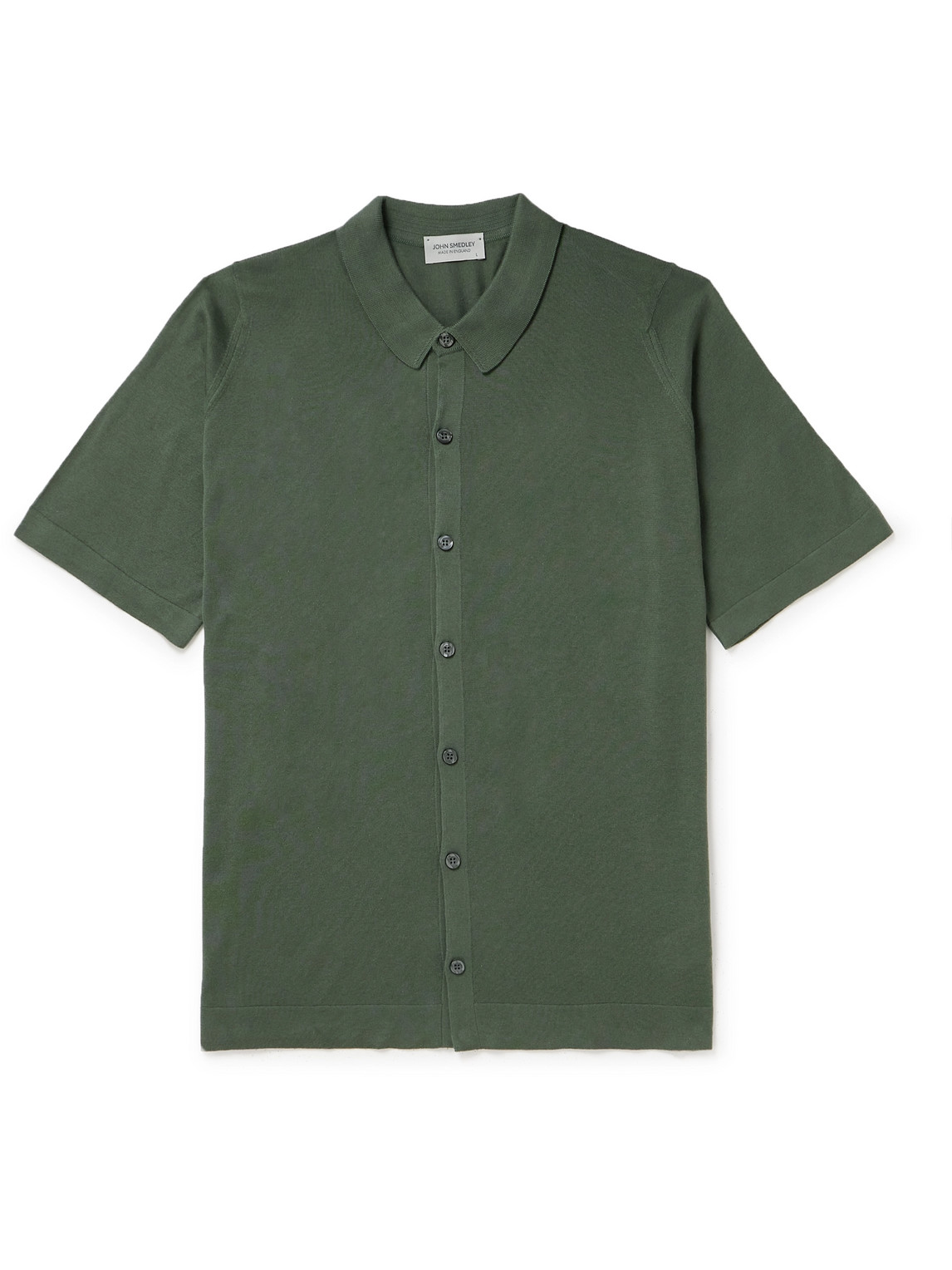 John Smedley Folke Sea Island Cotton Shirt In Green