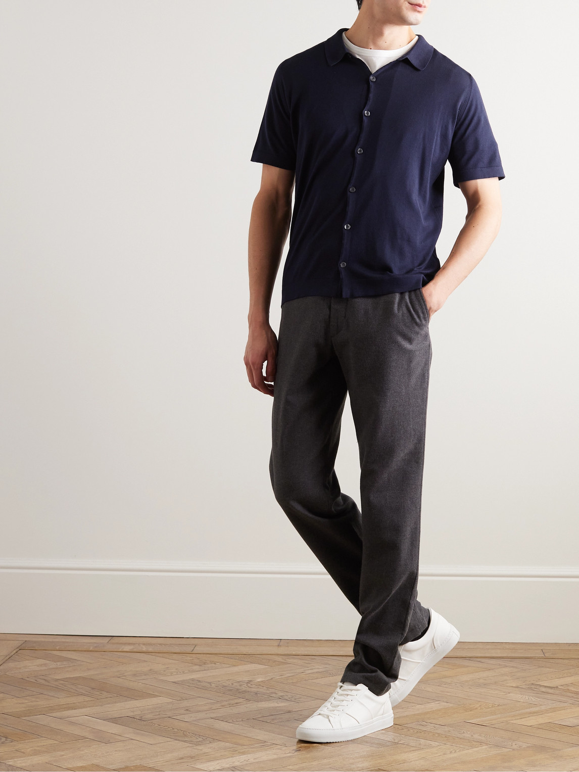 John Smedley Folke Sea Island Cotton Shirt In Blue