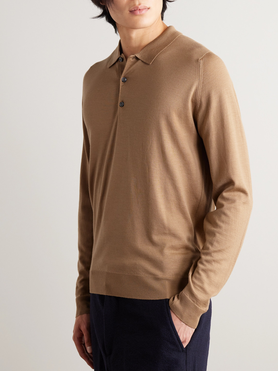 John Smedley Belper Slim-fit Merino Wool Polo Shirt In Neutrals