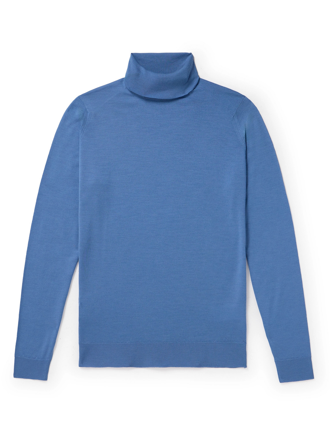 Shop John Smedley Cherwell Slim-fit Merino Wool Rollneck Sweater In Blue