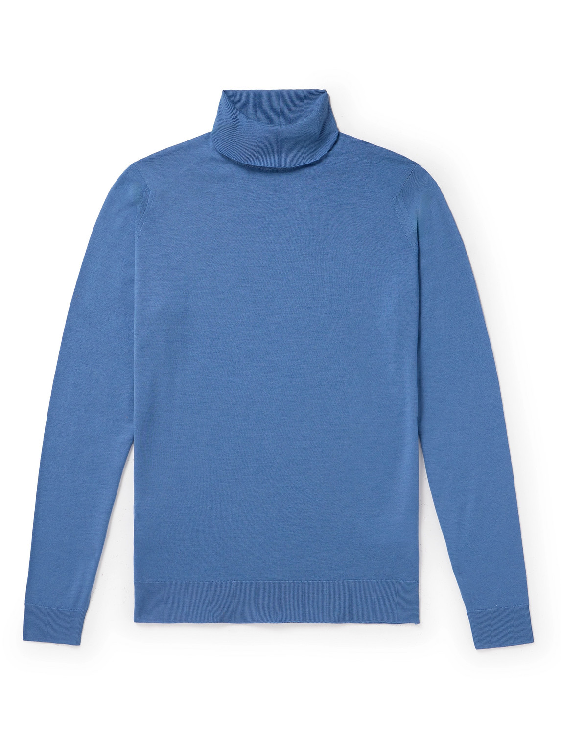 John Smedley Richard Turtleneck Merino Wool Sweater In Blue
