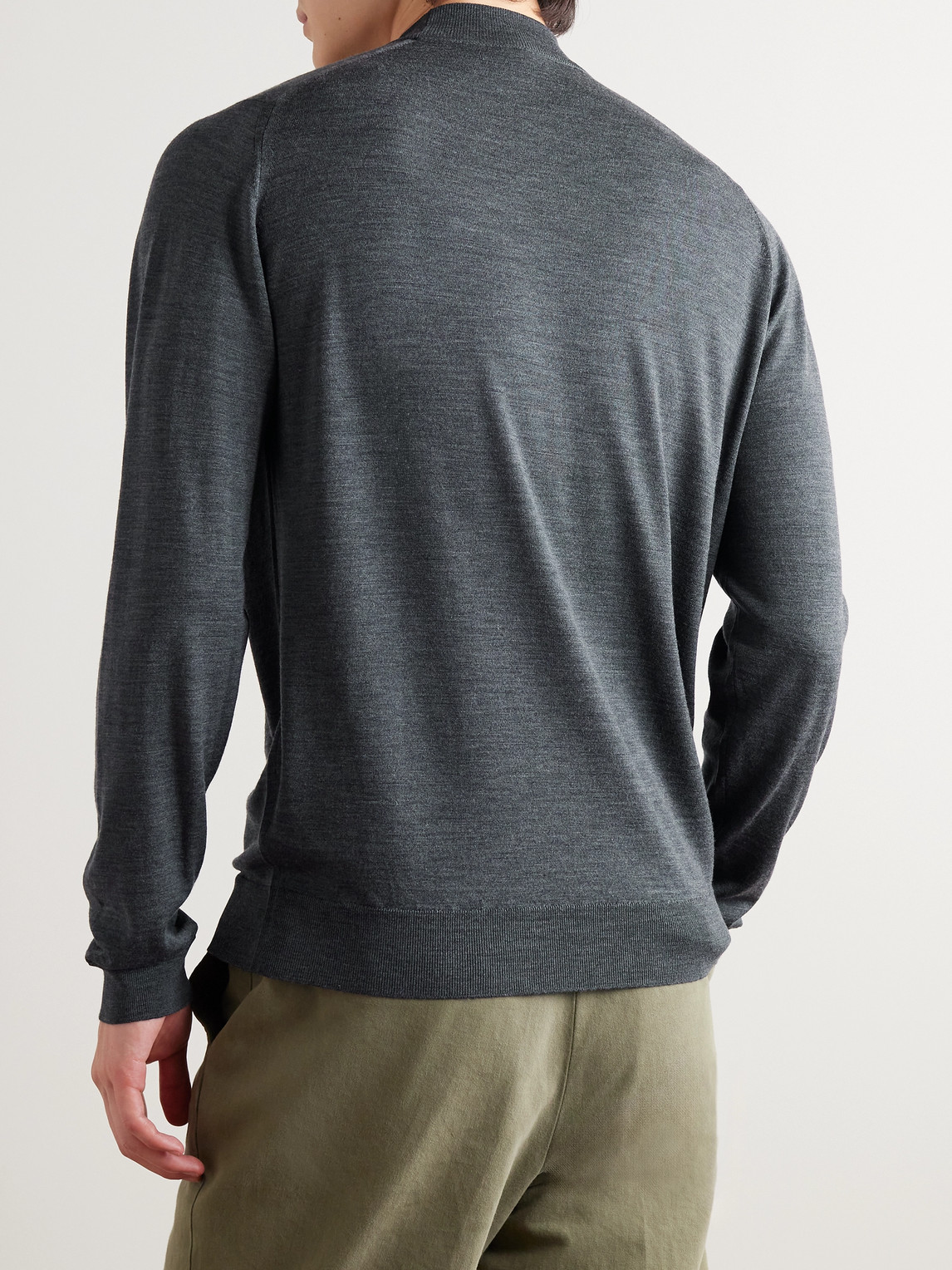 Shop John Smedley Harcourt Merino Wool Mock-neck Sweater In Gray