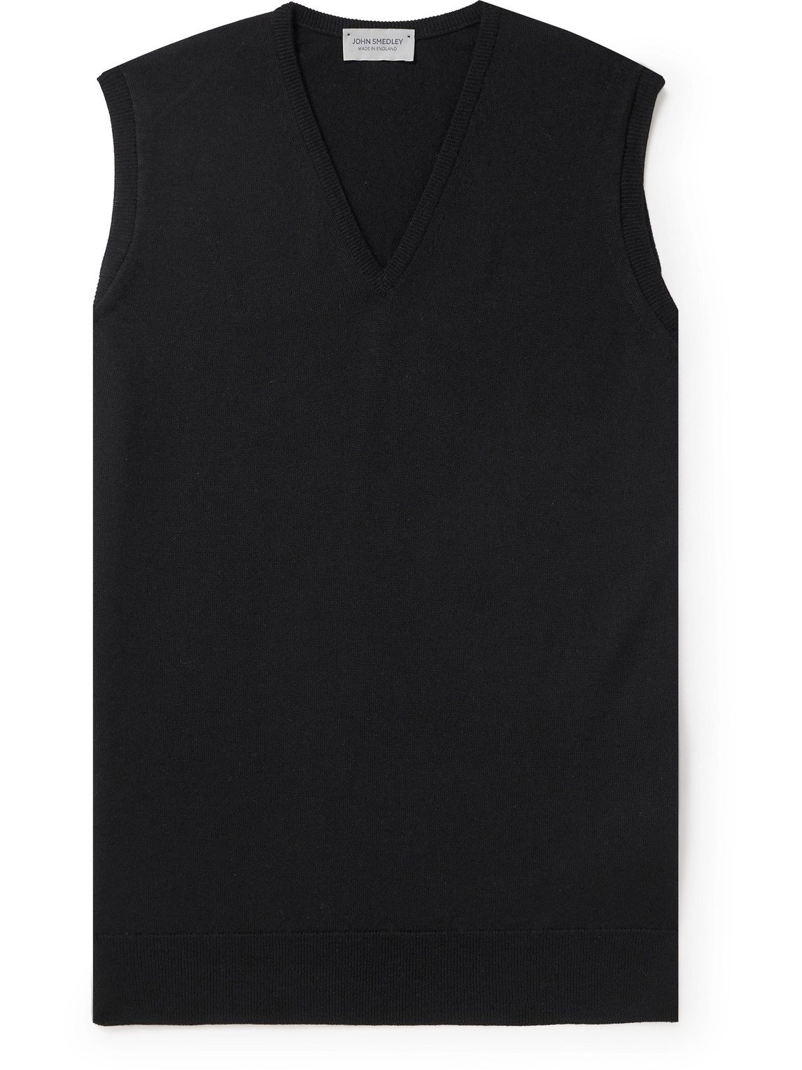 Shop John Smedley Hadfield Merino Wool Sweater Vest In Black