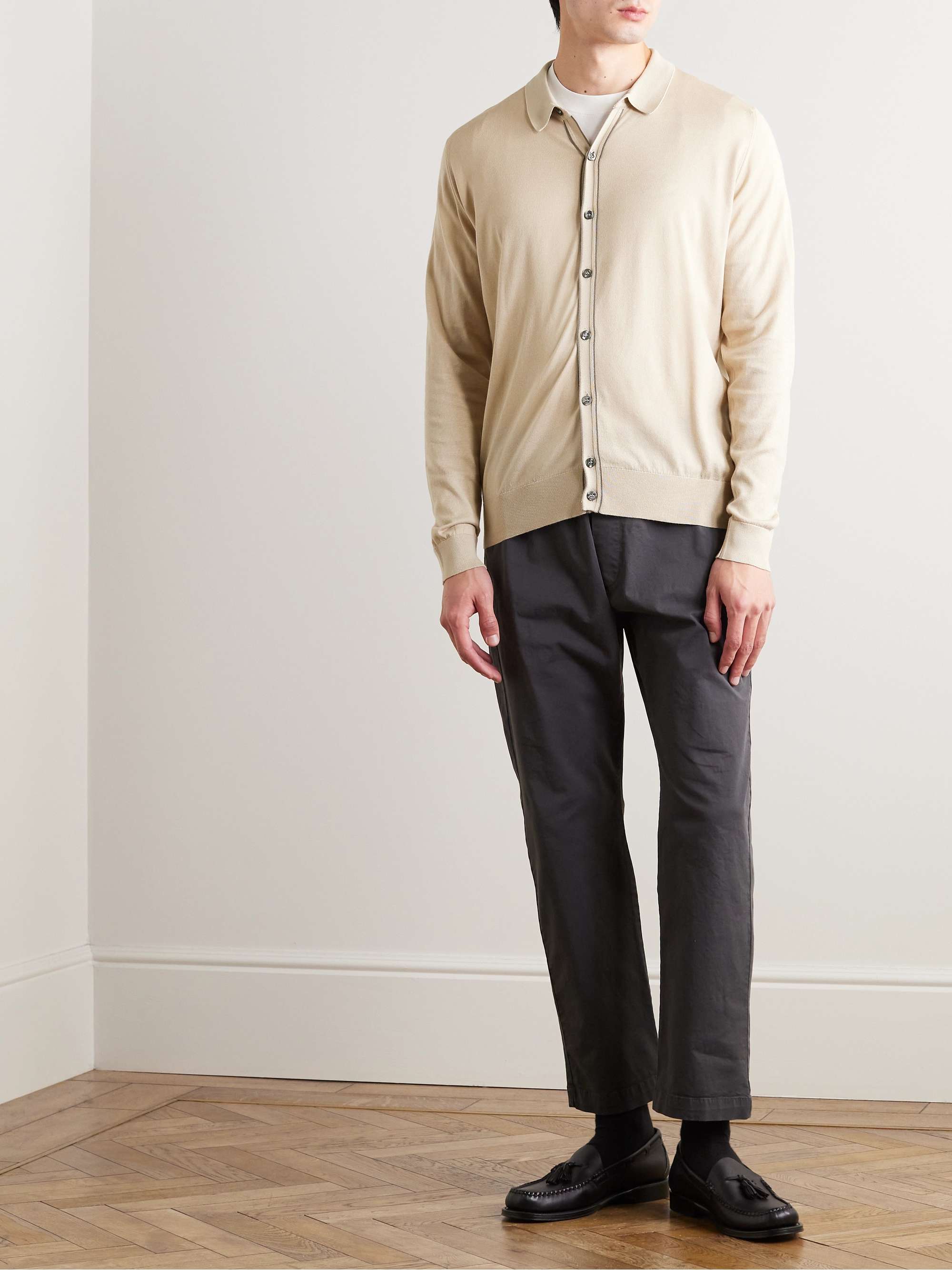 JOHN SMEDLEY Contrast-Tipped Sea Island Cotton Shirt for Men | MR PORTER