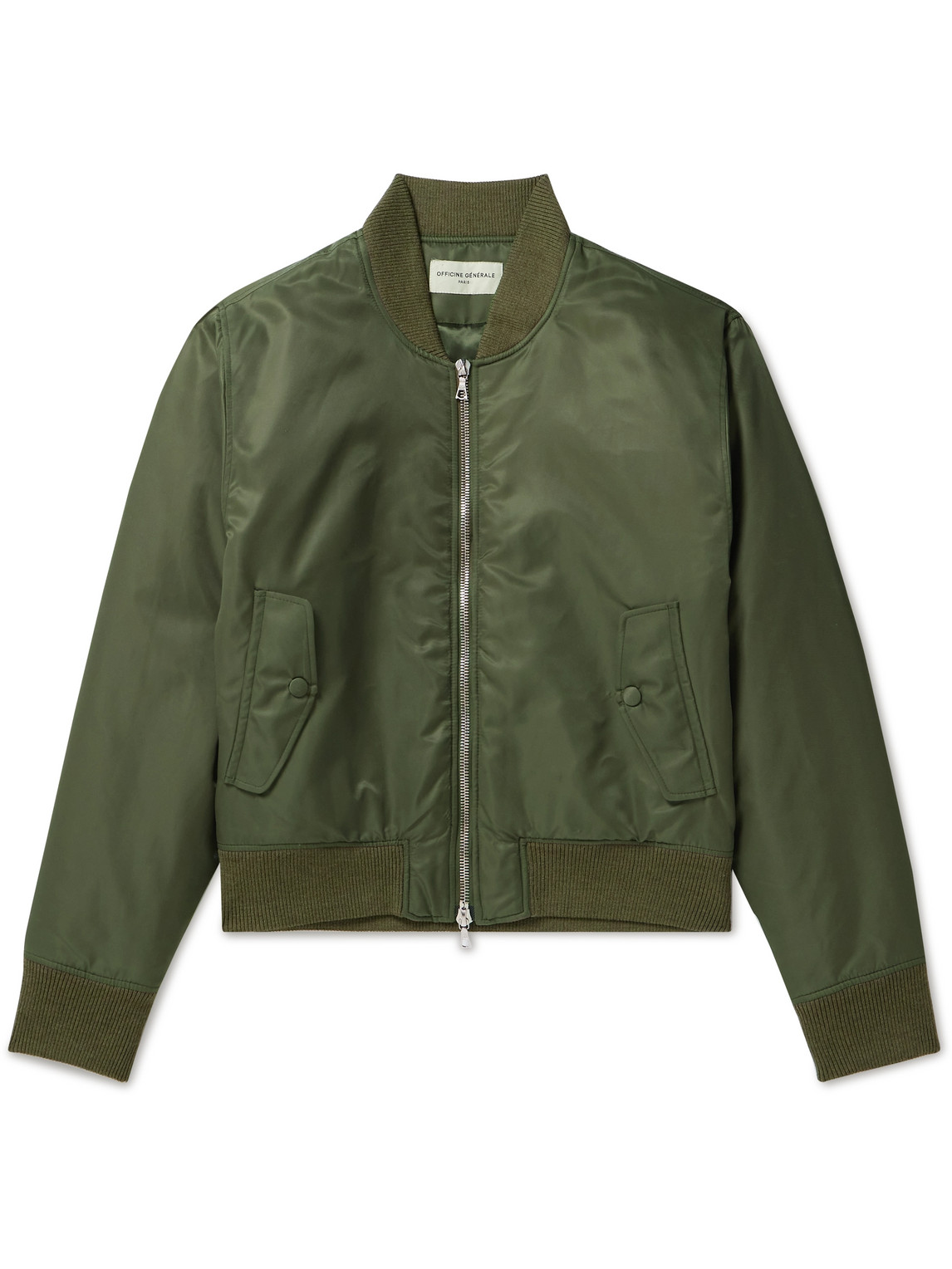 Officine Generale Winnie Recycled-nylon Twill Bomber Jacket In Green