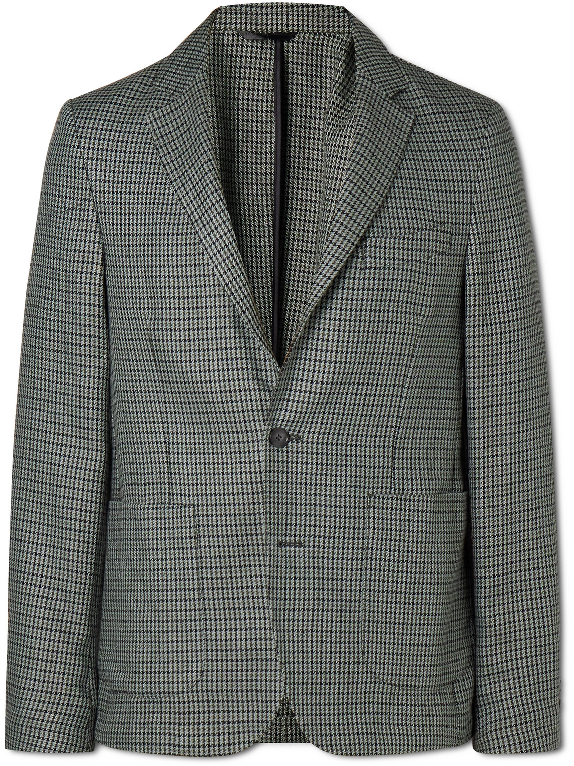 Officine Generale Nehemiah Houndstooth Linen And Cotton-blend Blazer In Gray