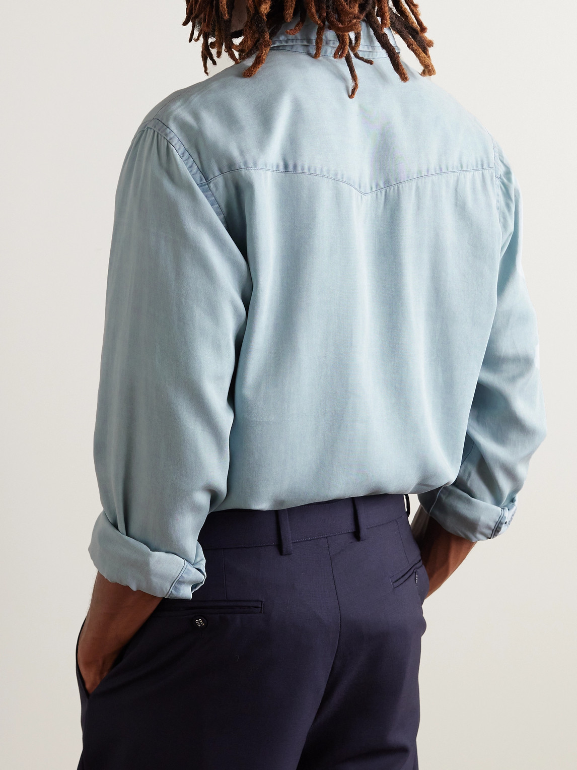 Shop Officine Generale Benoit Tencel™ Lyocell Shirt In Blue