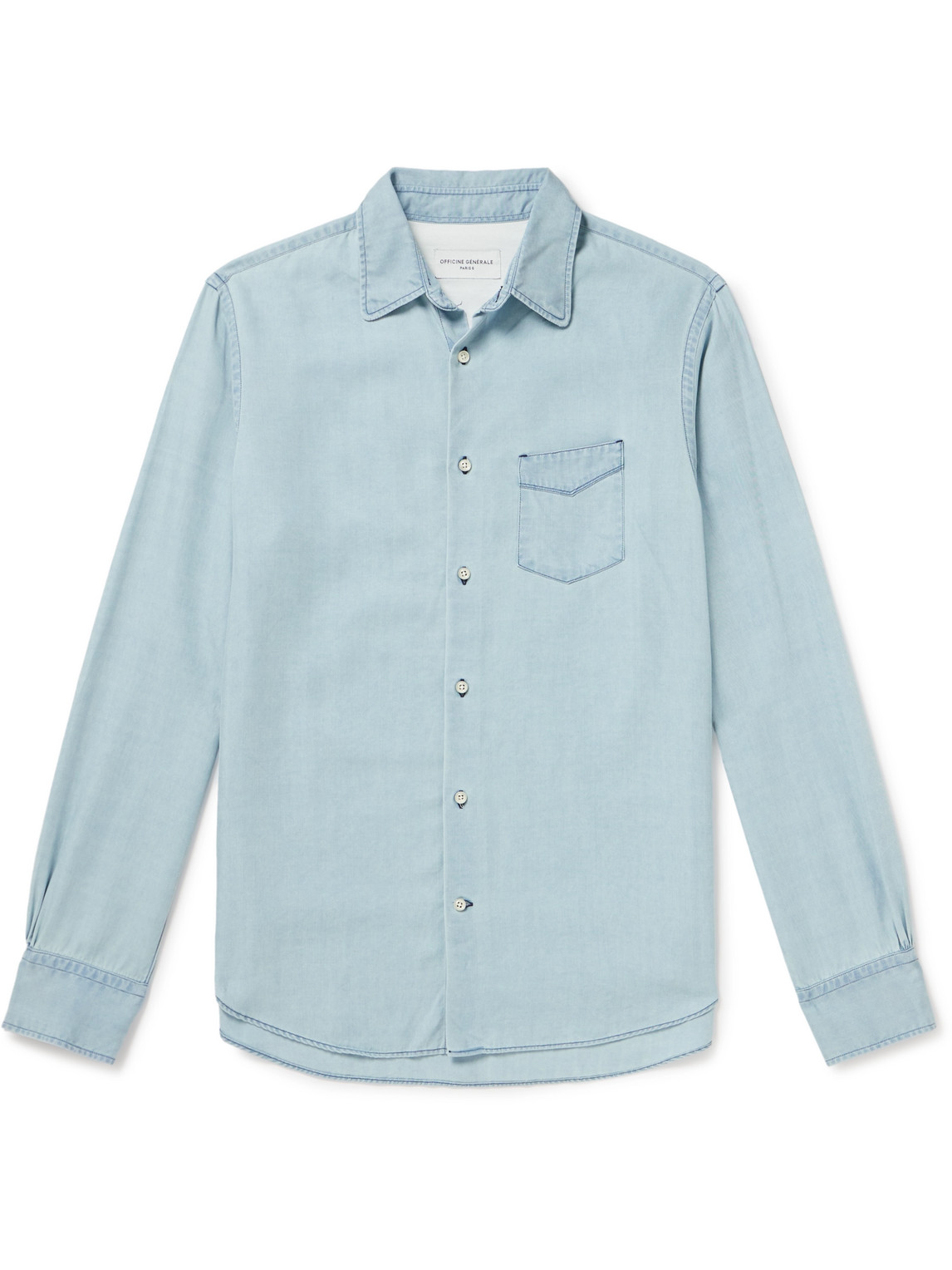 Shop Officine Generale Benoit Tencel™ Lyocell Shirt In Blue