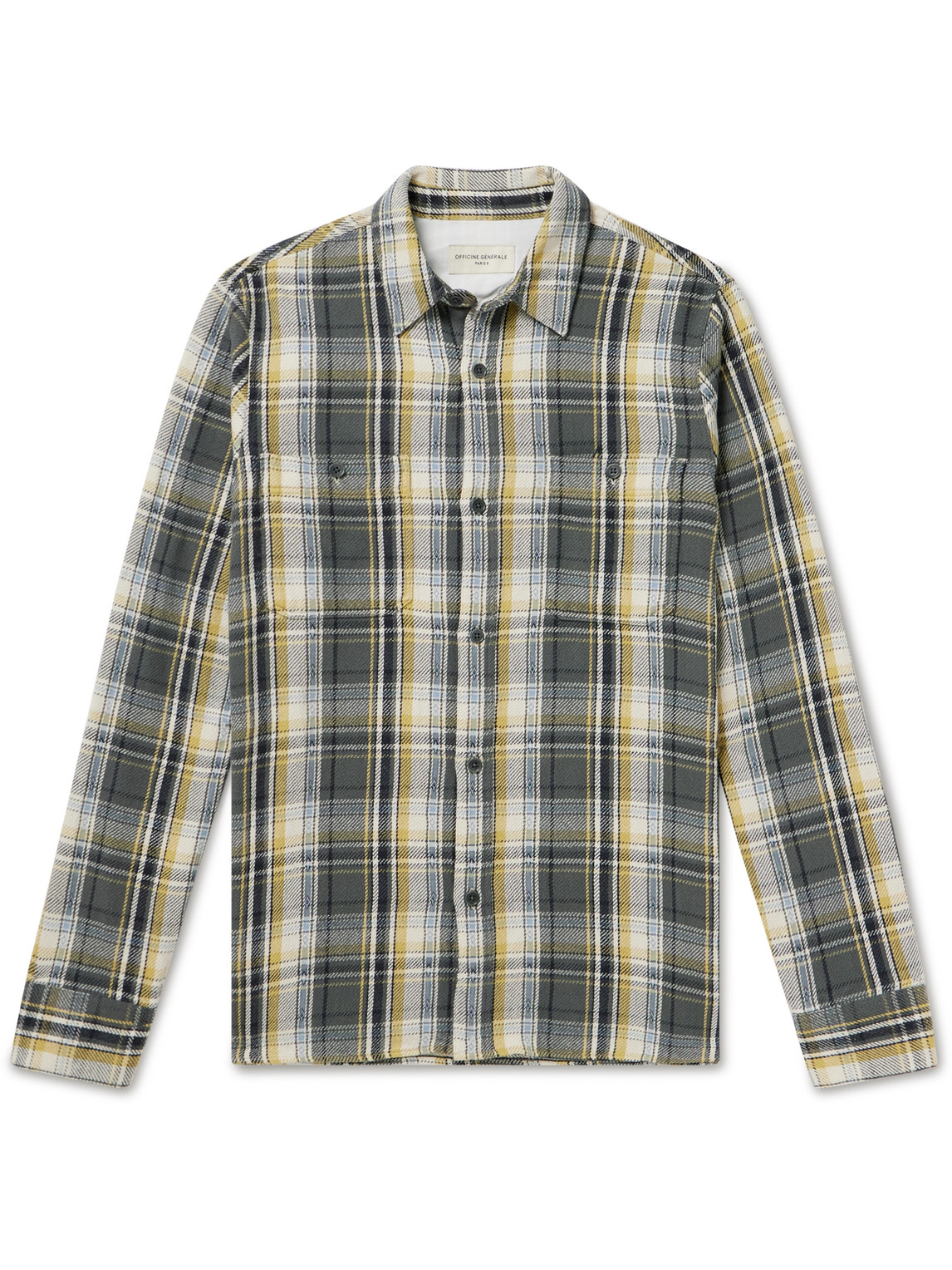 Shop Officine Generale Ahmad Checked Cotton-twill Shirt In Multi