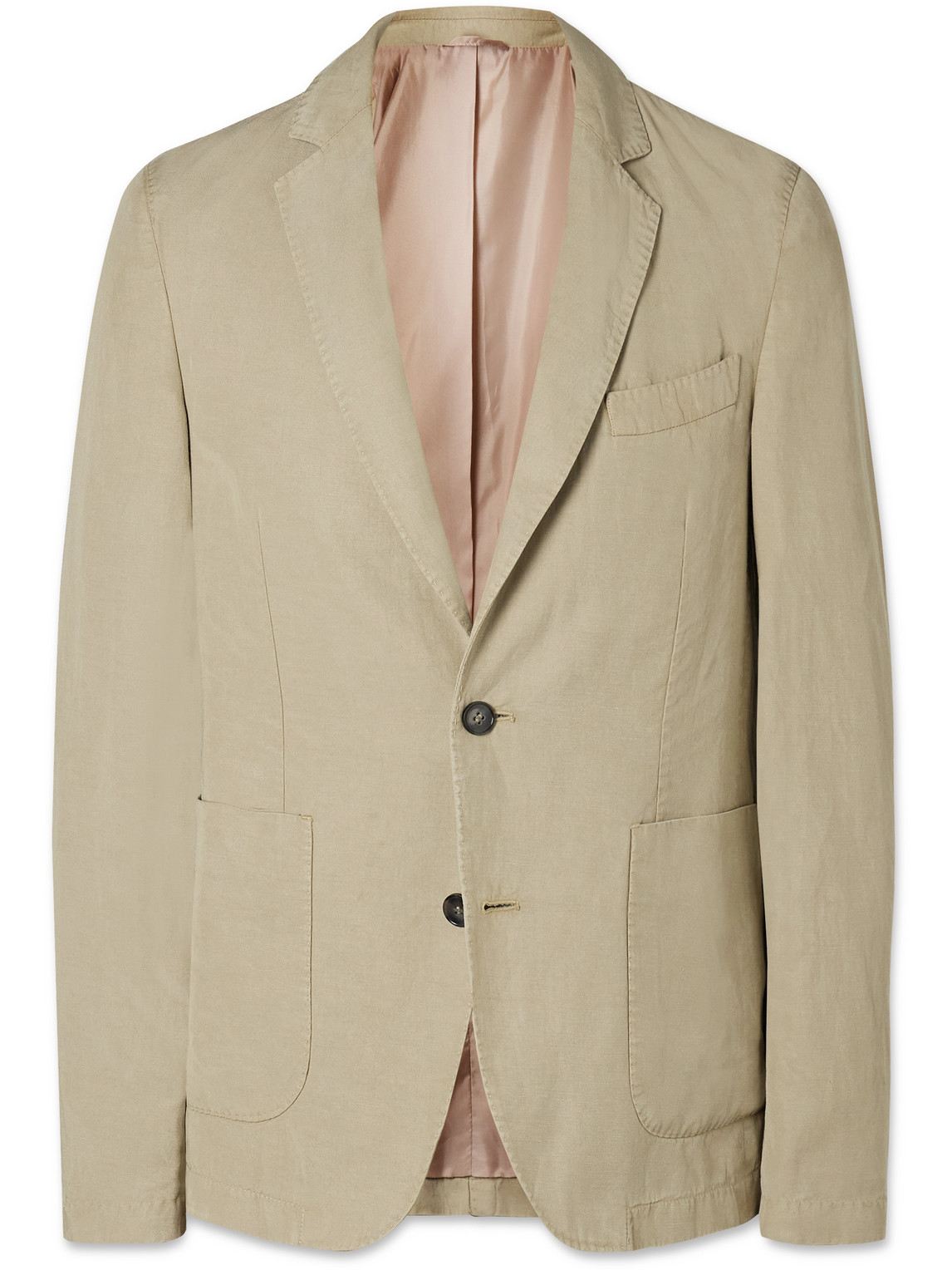 Officine Generale Nehemiah Garment-dyed Lyocell, Linen And Cotton-blend Suit Jacket In Neutrals