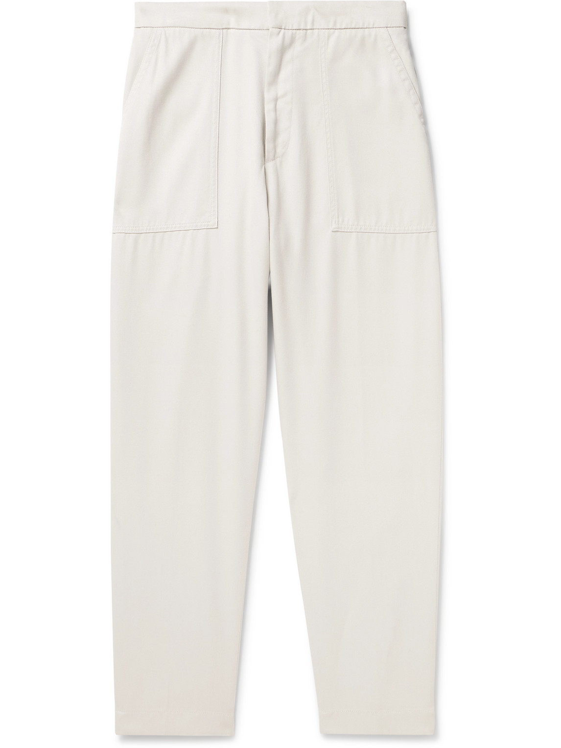 Shop Officine Generale Paolo Tapered Tencel™ Lyocell-twill Trousers In Neutrals