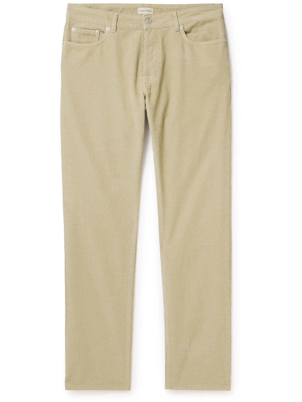 Officine Generale James Slim-fit Straight-leg Cotton-corduroy Trousers In Neutrals