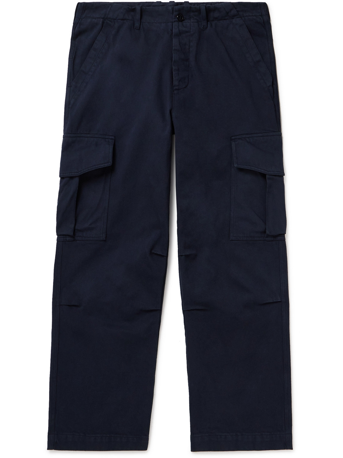 Officine Generale Kenny Straight-leg Pigment-dyed Cotton-twill Cargo Trousers In Blue
