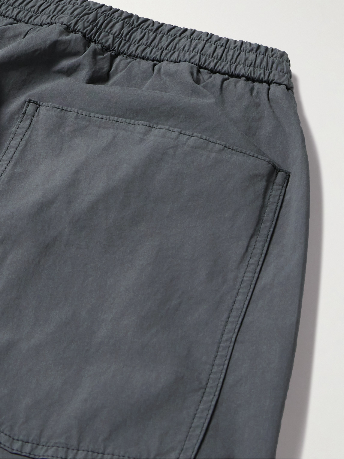 Shop Officine Generale Walter Slim-fit Straight-leg Cotton-blend Poplin Drawstring Trousers In Gray