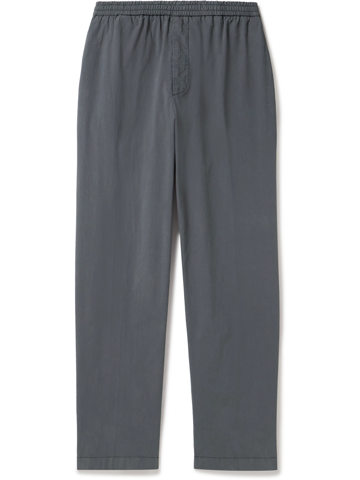 Shop Officine Generale Walter Slim-fit Straight-leg Cotton-blend Poplin Drawstring Trousers In Gray