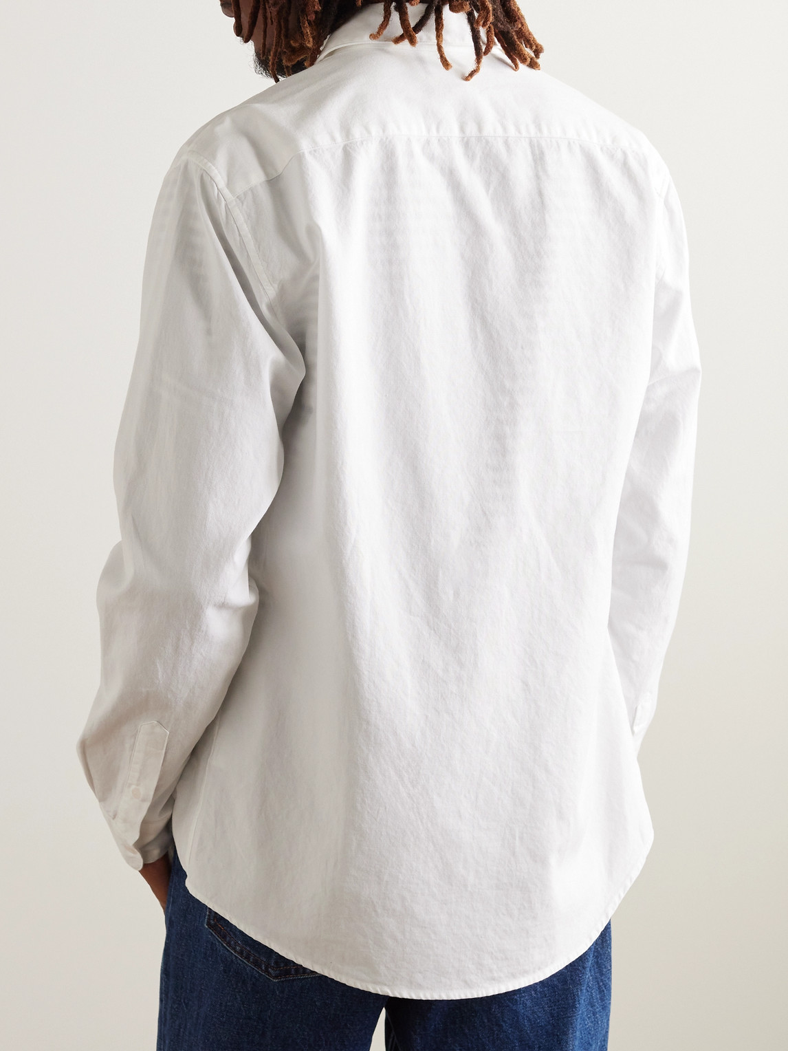 Shop Sunspel Cotton Oxford Shirt In White