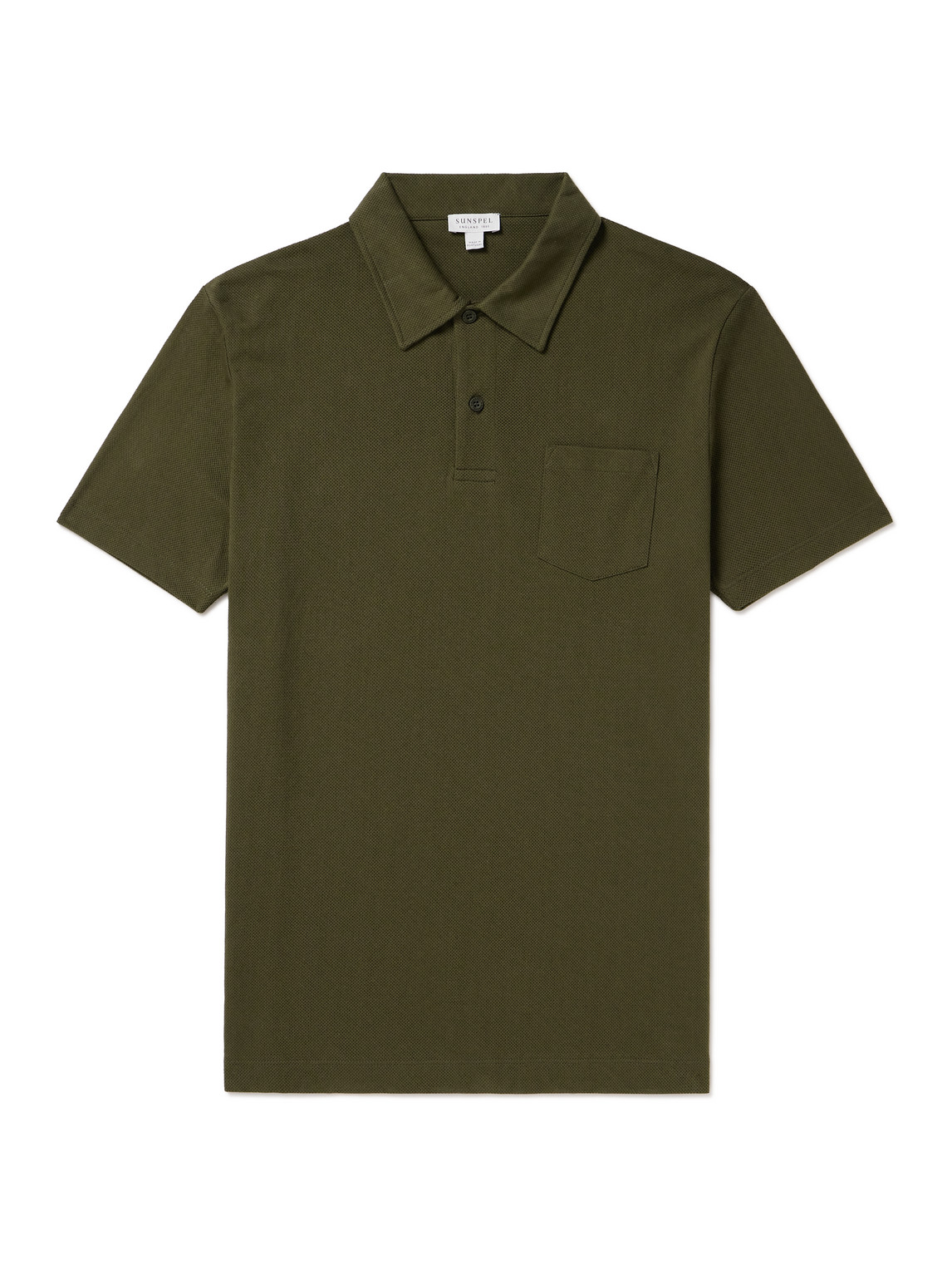 Sunspel Riviera Slim-fit Cotton-mesh Polo Shirt In Green