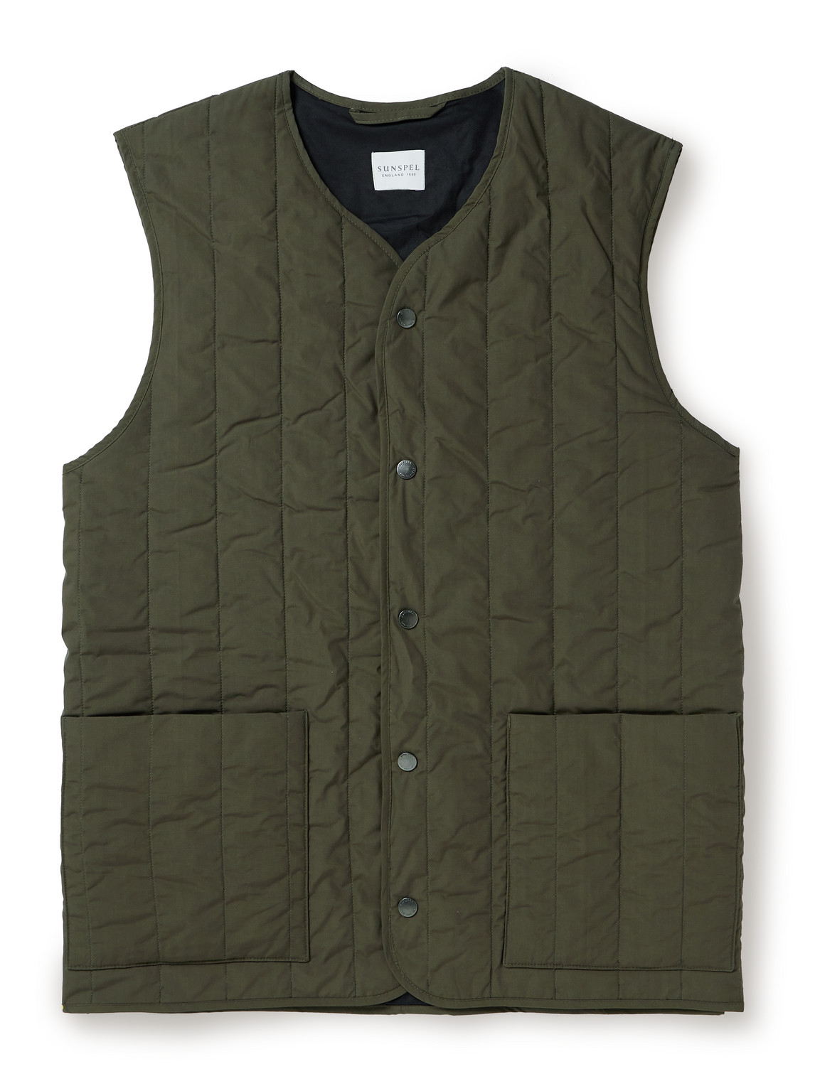 Sunspel Quilted Cotton Gilet In Green