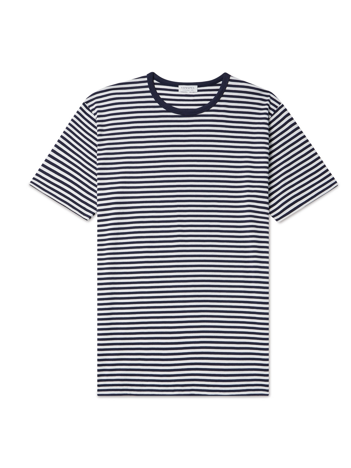 Sunspel Striped Cotton-jersey T-shirt In Blue
