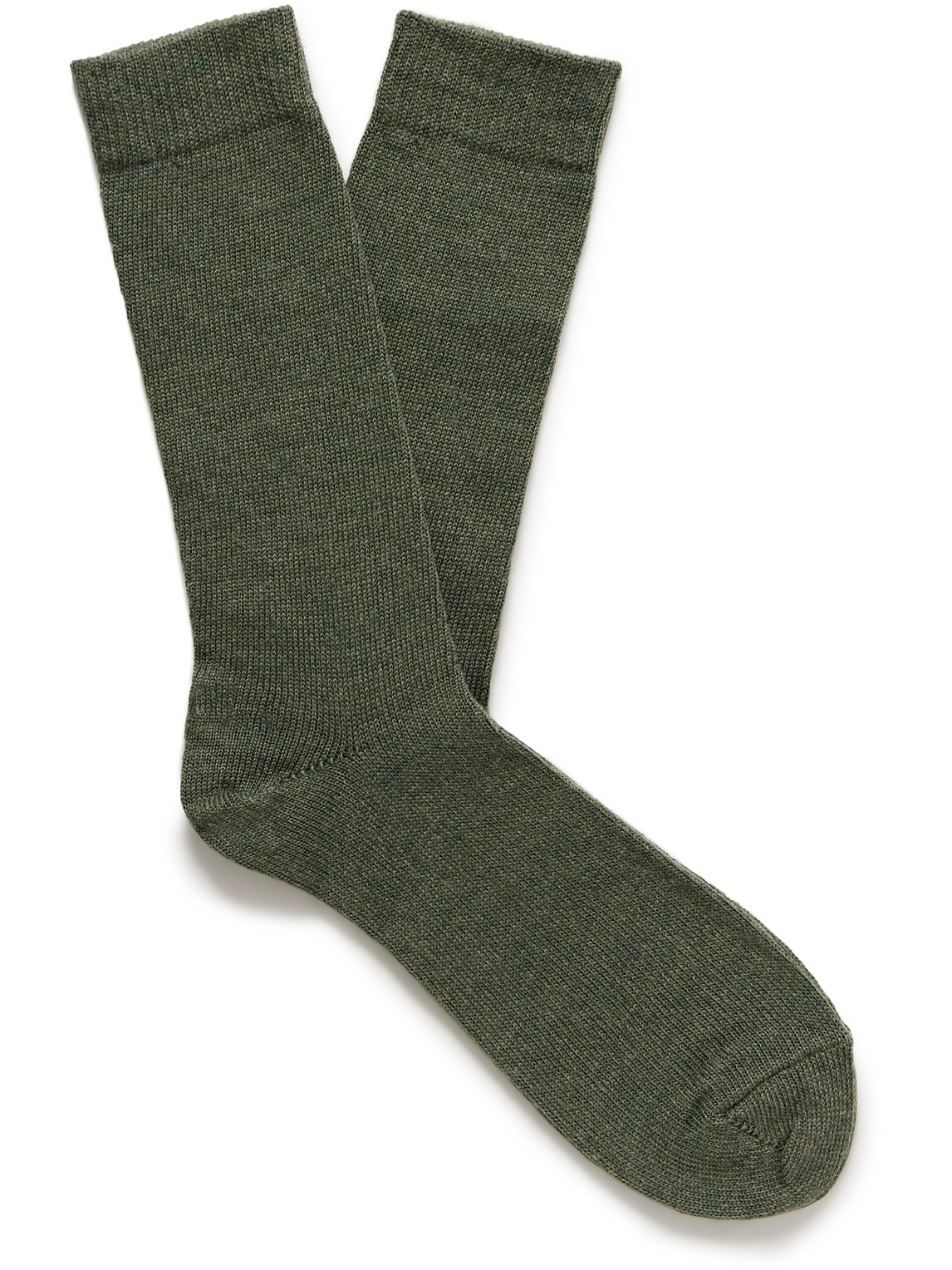 Sunspel Merino Wool-blend Socks In Green