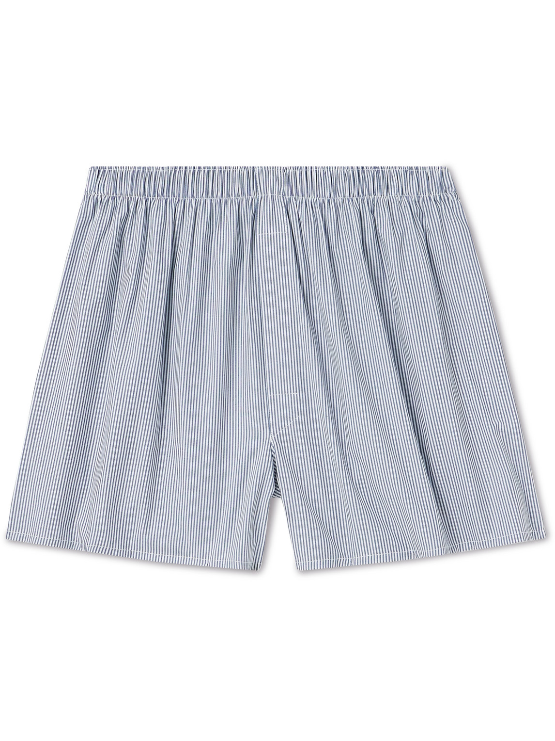 Sunspel Striped Cotton Boxer Shorts In Blue