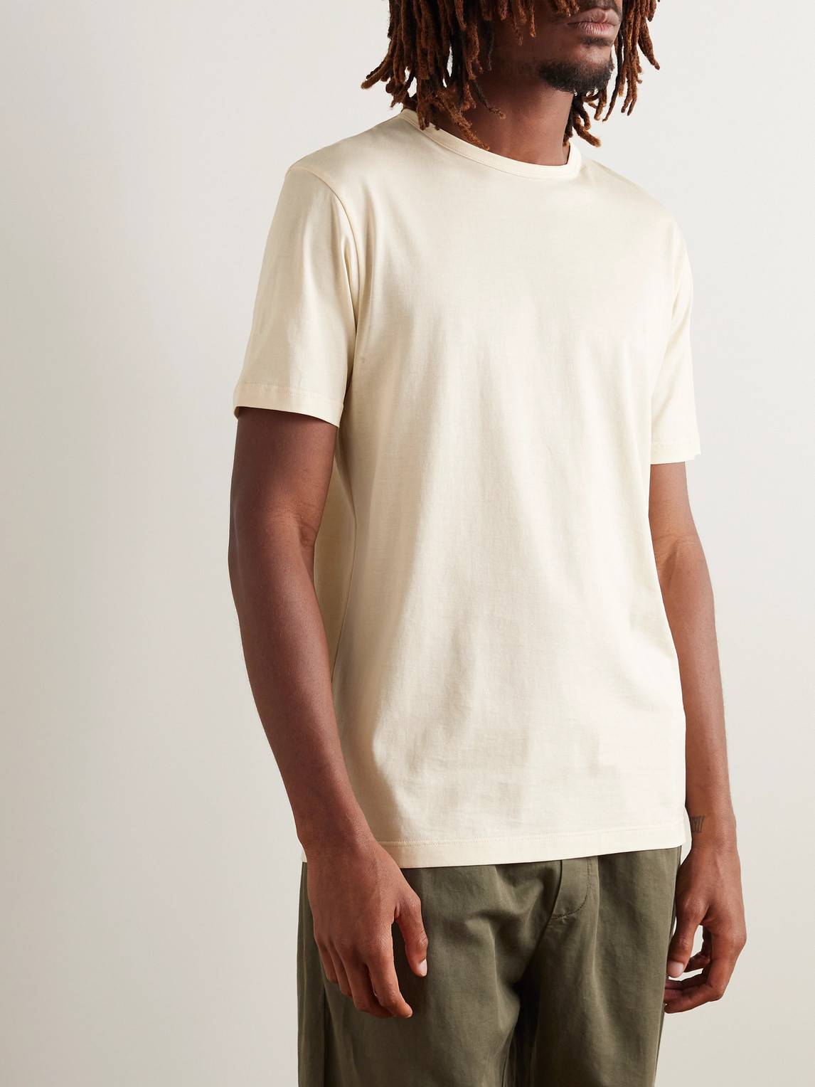 Shop Sunspel Supima Cotton-jersey T-shirt In Neutrals