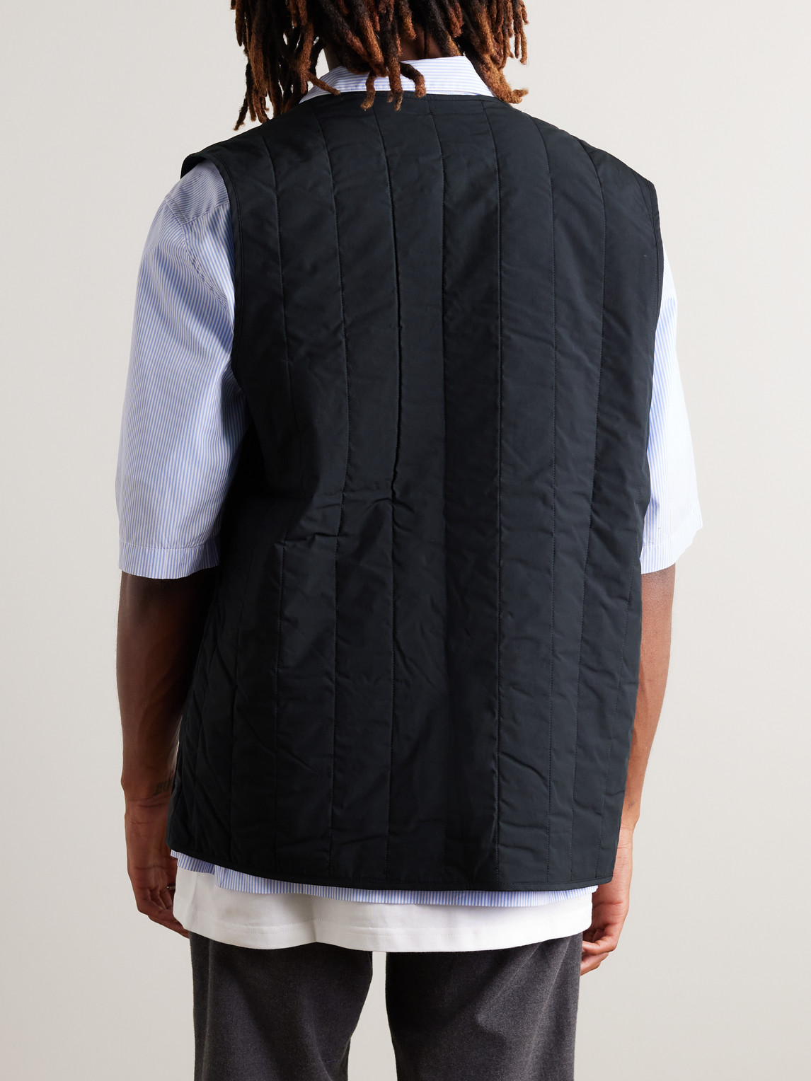 Shop Sunspel Quilted Cotton Gilet In Black