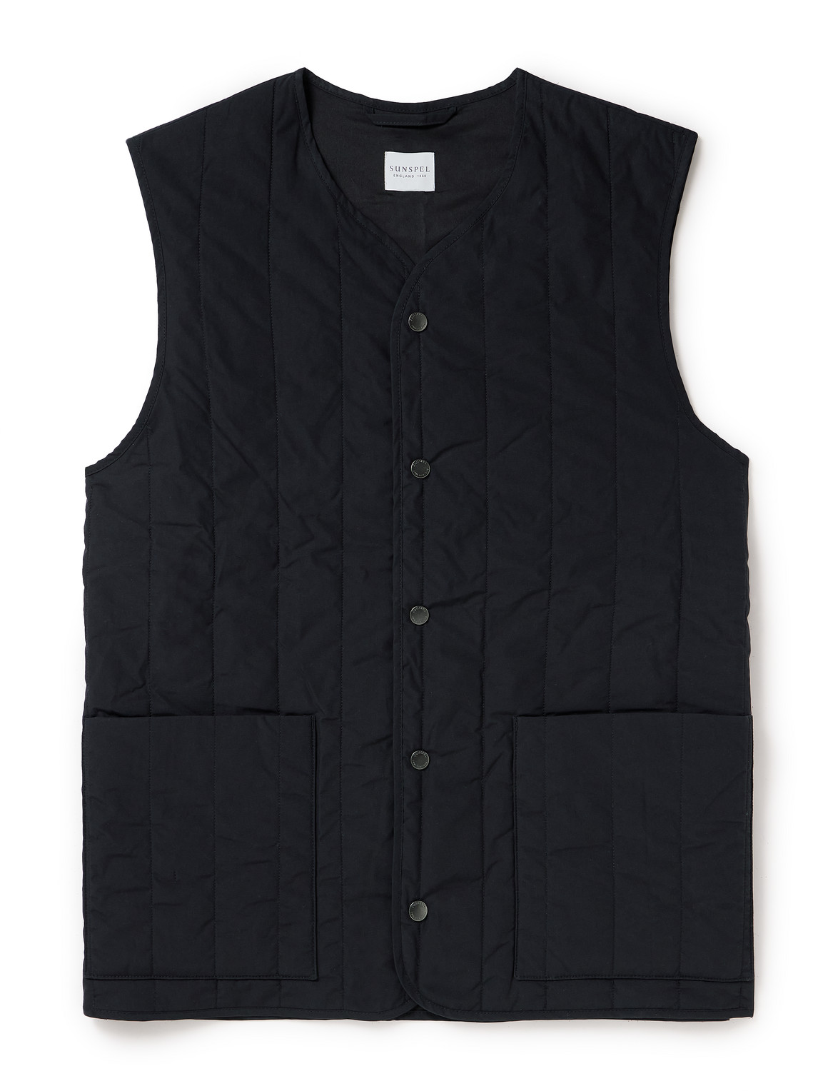Sunspel Quilted Cotton Gilet In Black