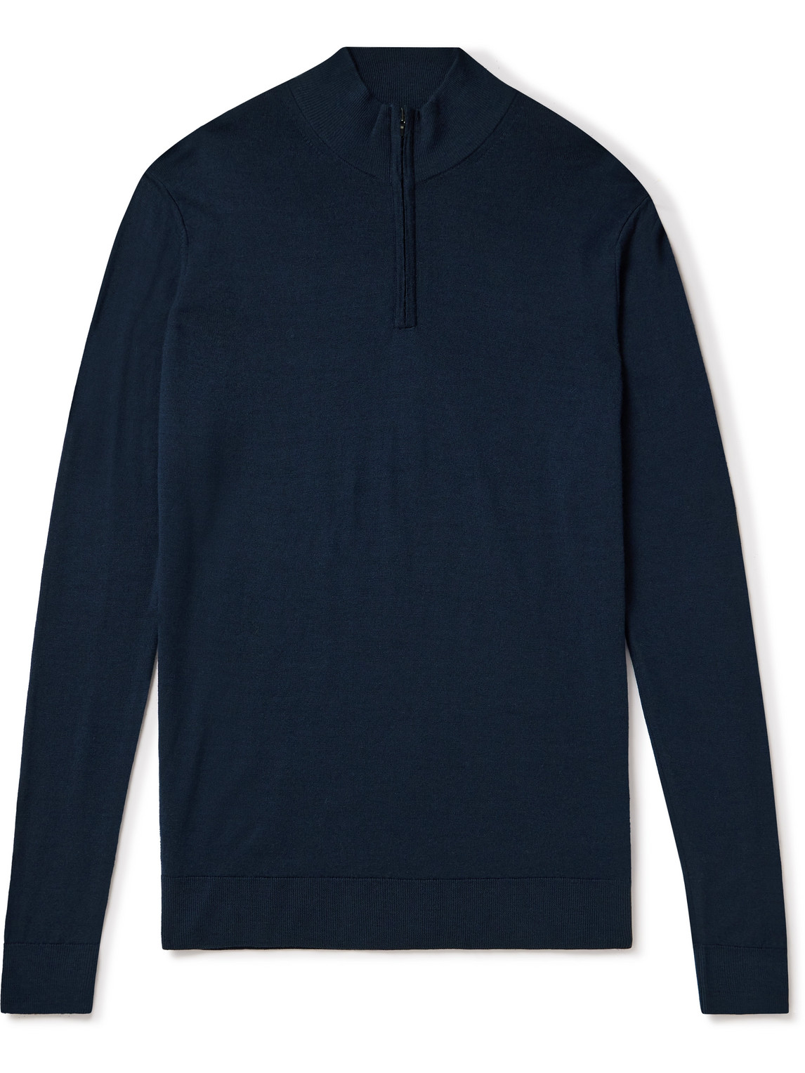 Sunspel Slim-fit Wool Half-zip Sweater In Blue