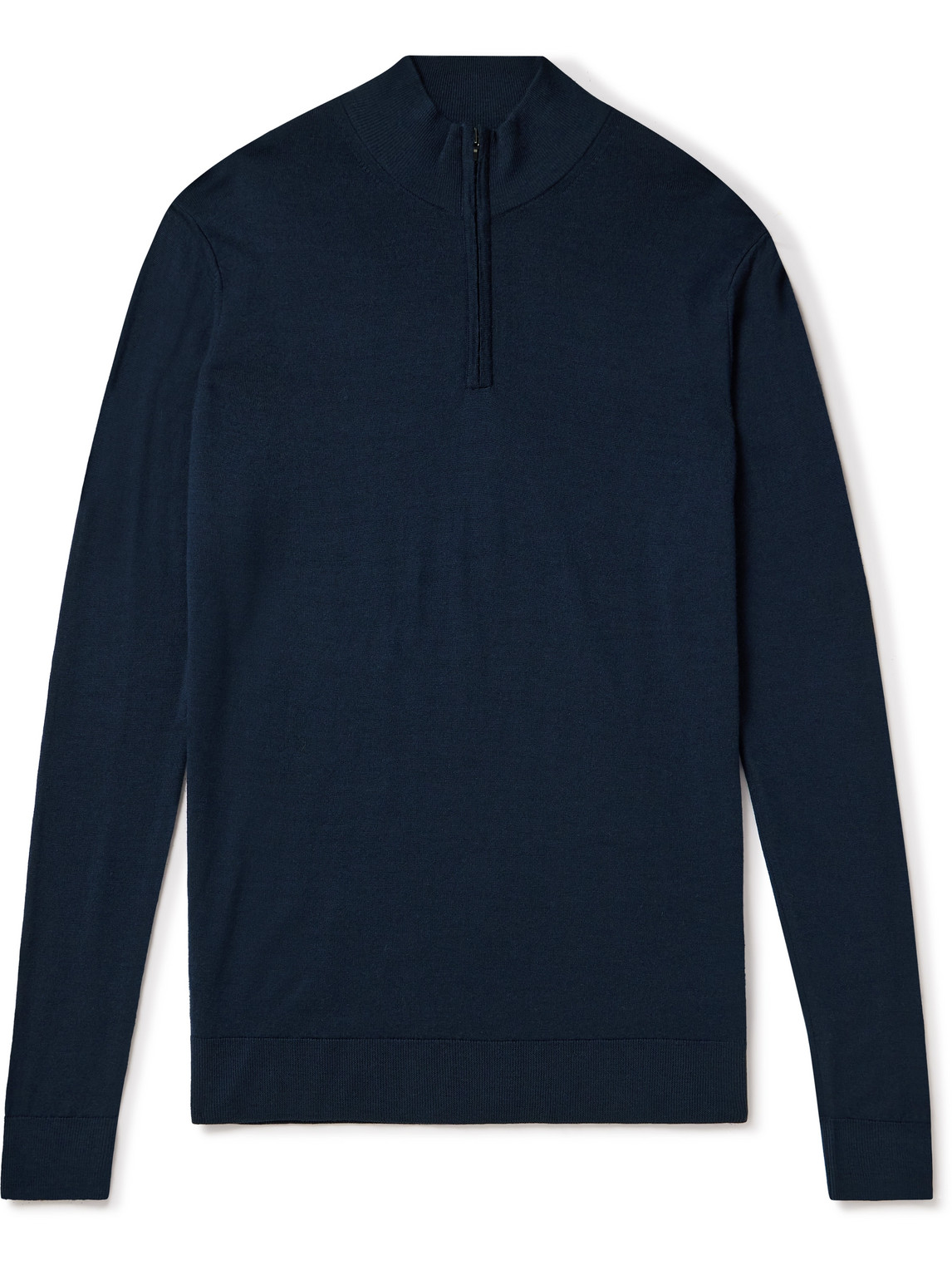 Sunspel Slim-fit Wool Half-zip Jumper In Blue