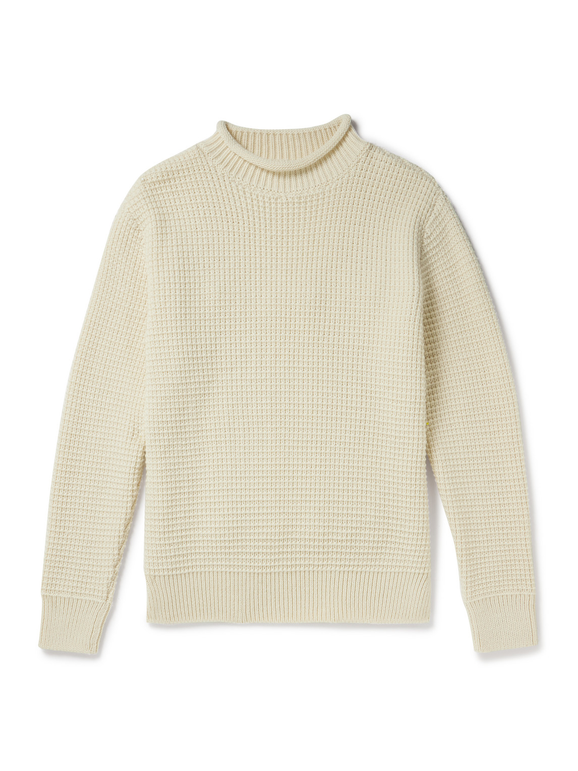 Sunspel Waffle-knit Merino Wool Mock-neck Sweater In Neutrals