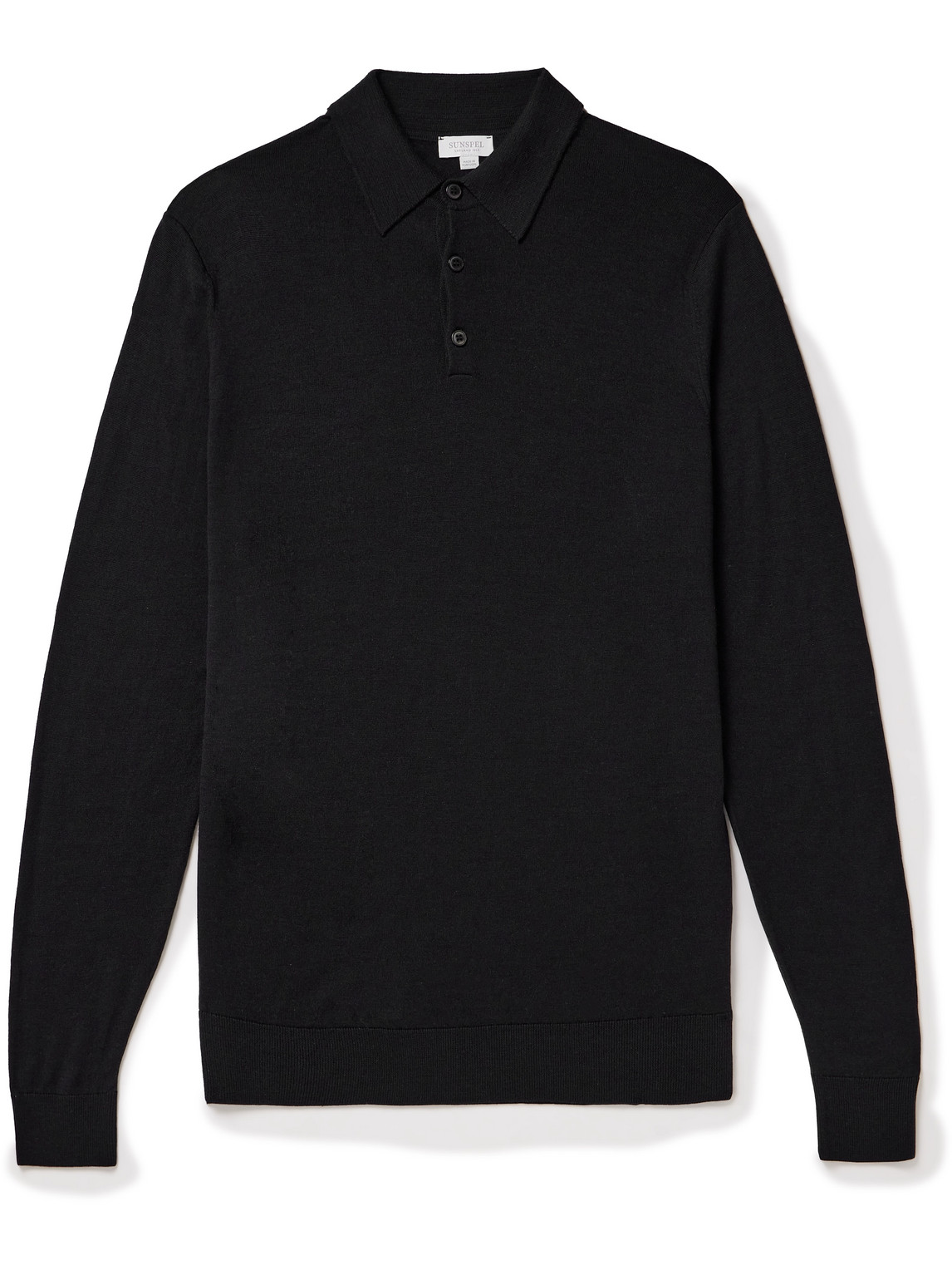 Sunspel Slim-fit Merino Wool Polo Shirt In Black
