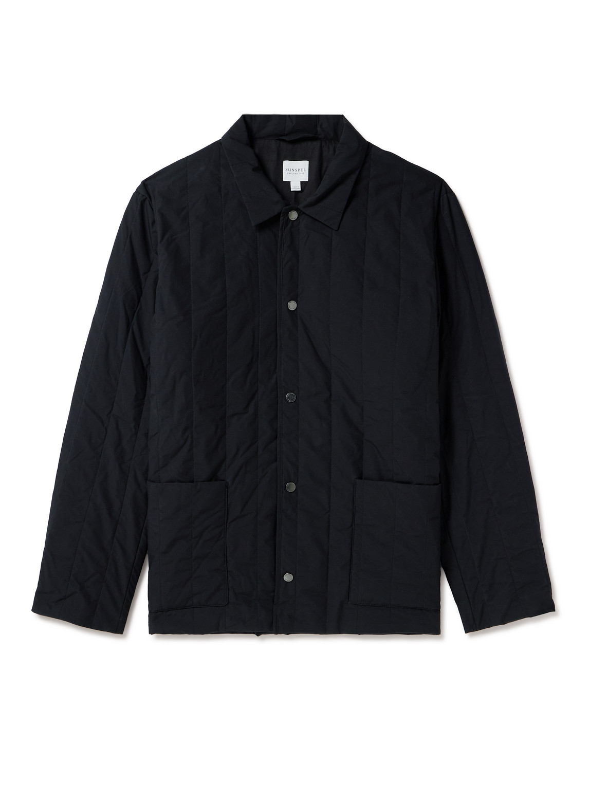 Sunspel Quilted Cotton-twill Field Jacket In Blue