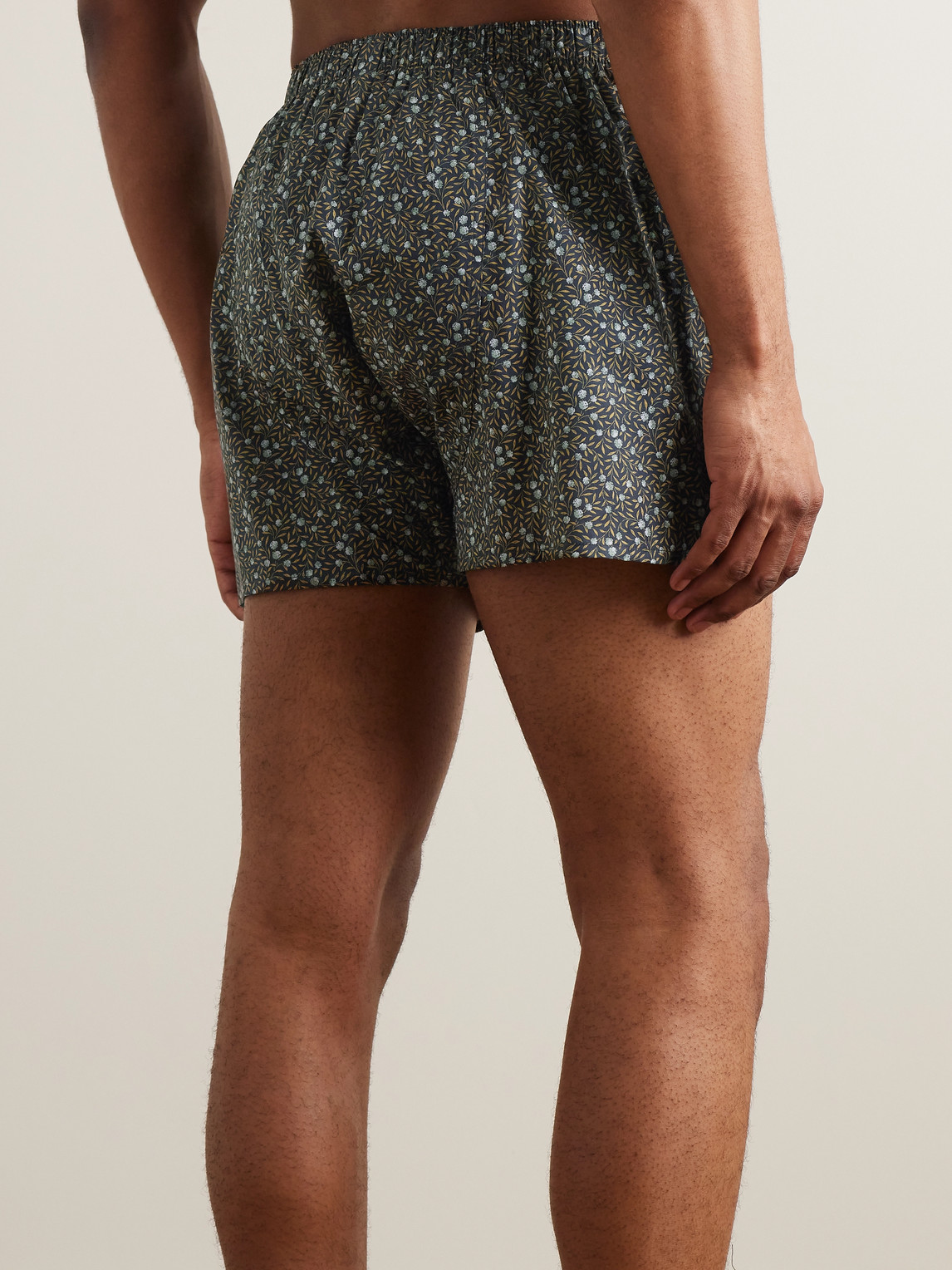 Shop Sunspel Floral-print Cotton Boxer Shorts In Gray