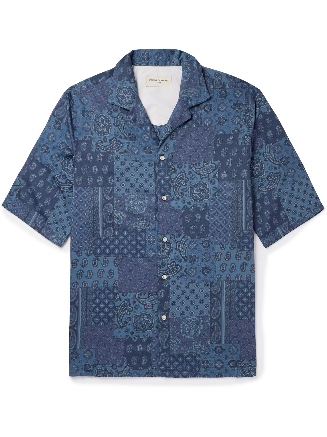 Officine Générale Eren Camp-Collar Bandana-Print Cotton-Poplin Shirt