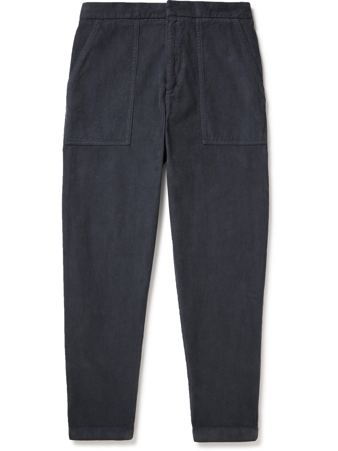 Officine Generale Paolo Tapered Cotton-corduroy Trousers In Grey