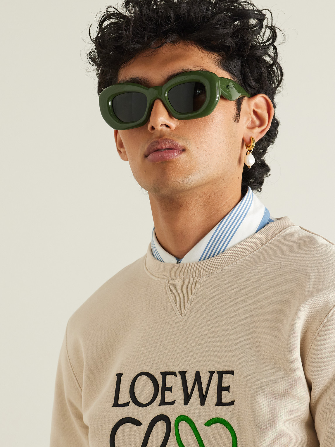 Shop Loewe Inflated Square-frame Acetate Sunglasses In Green