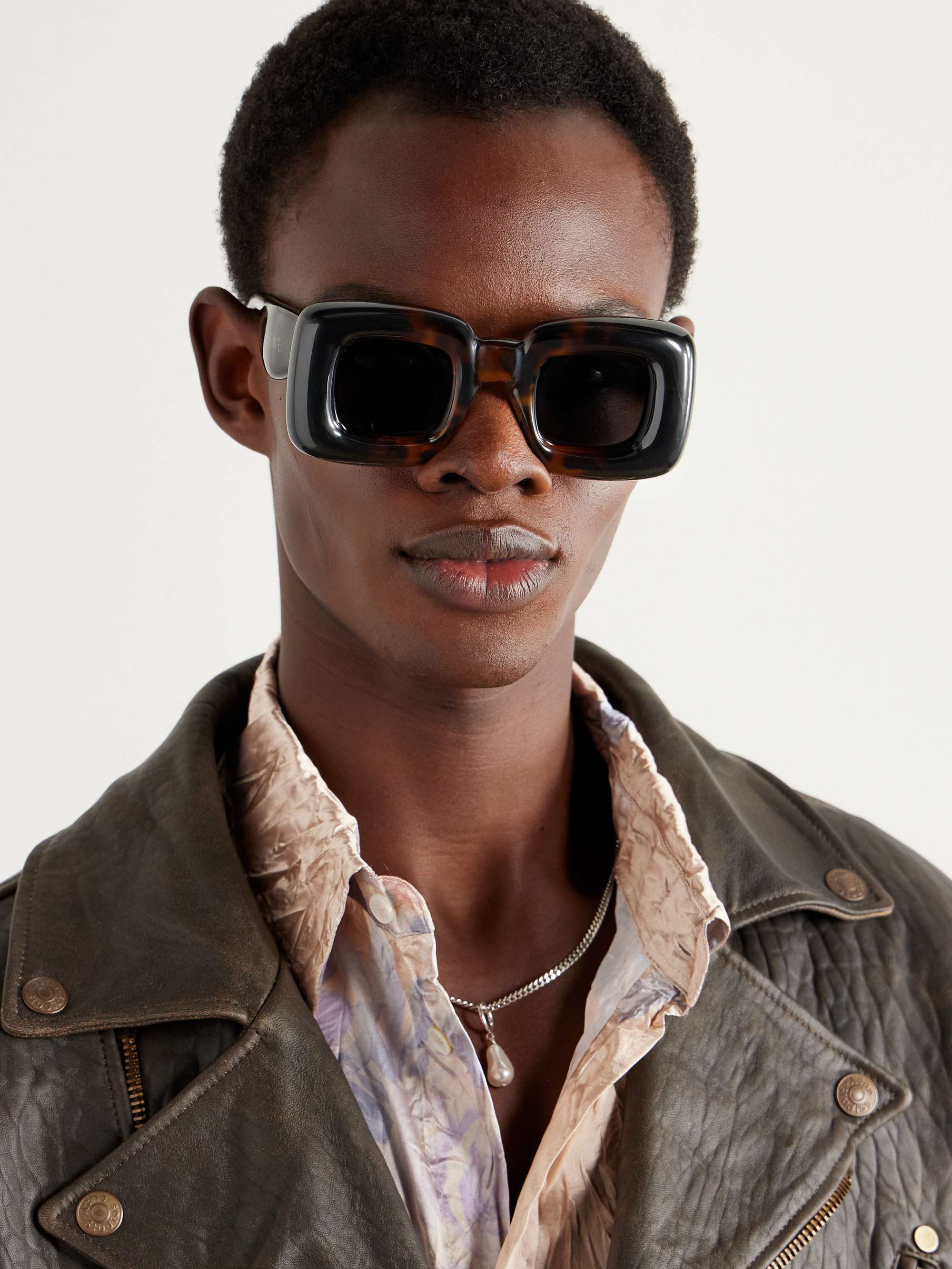 LOEWE EYEWEAR Inflated Square-Frame Tortoiseshell Acetate Sunglasses ...