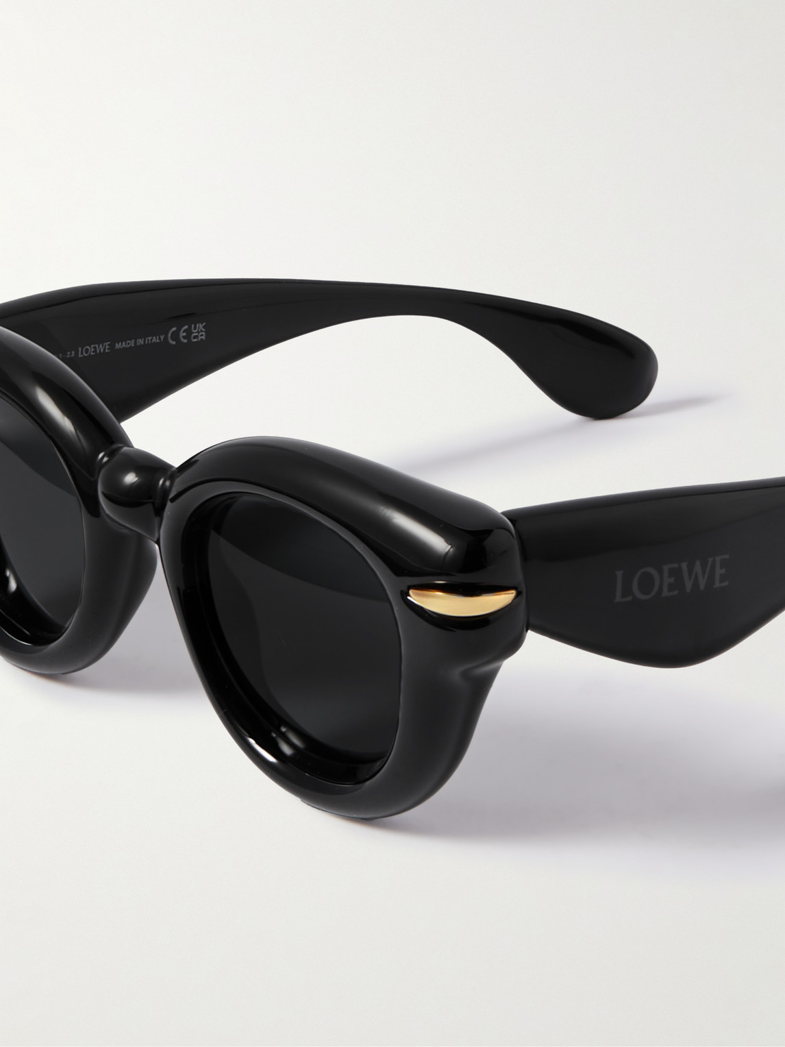 Shop Loewe Inflated Round-frame Acetate Sunglasses In Black