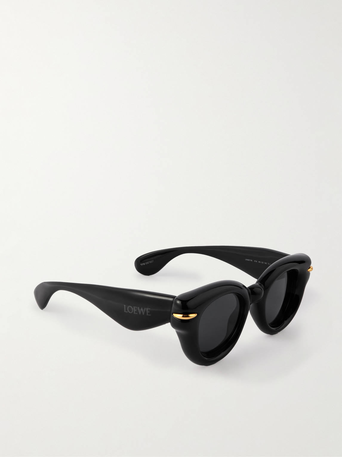 Shop Loewe Inflated Round-frame Acetate Sunglasses In Black