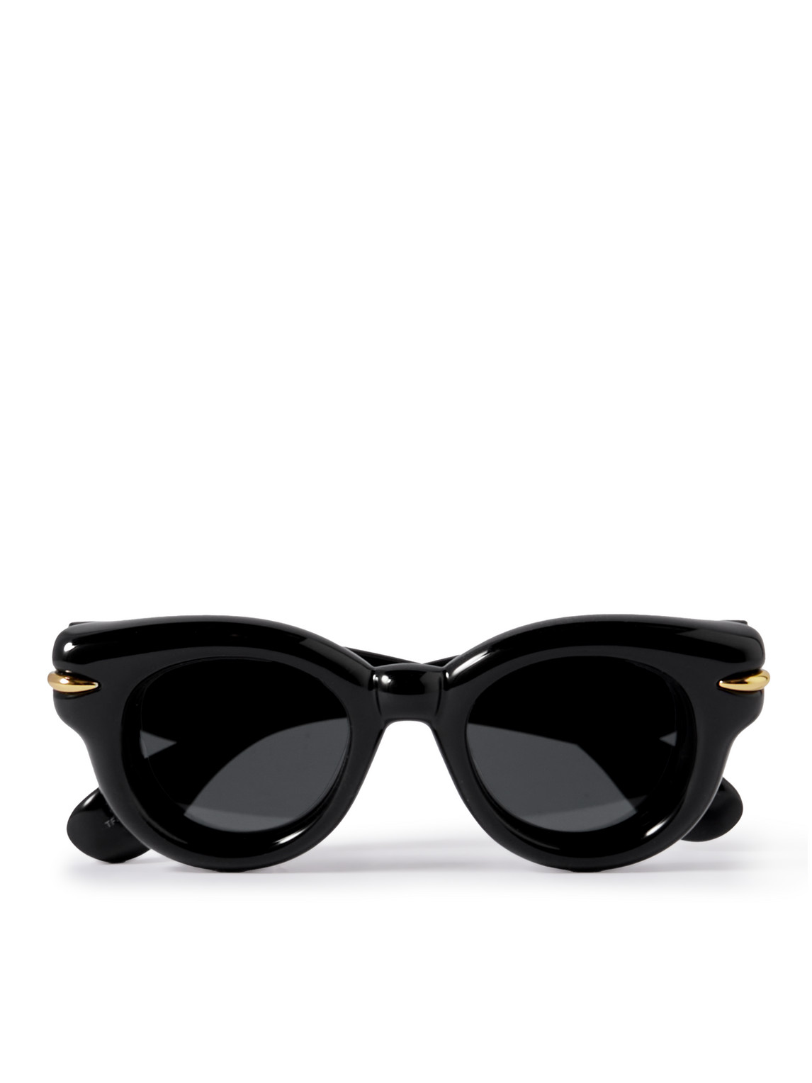 Shop Loewe Inflated Round-frame Acetate Sunglasses In Black