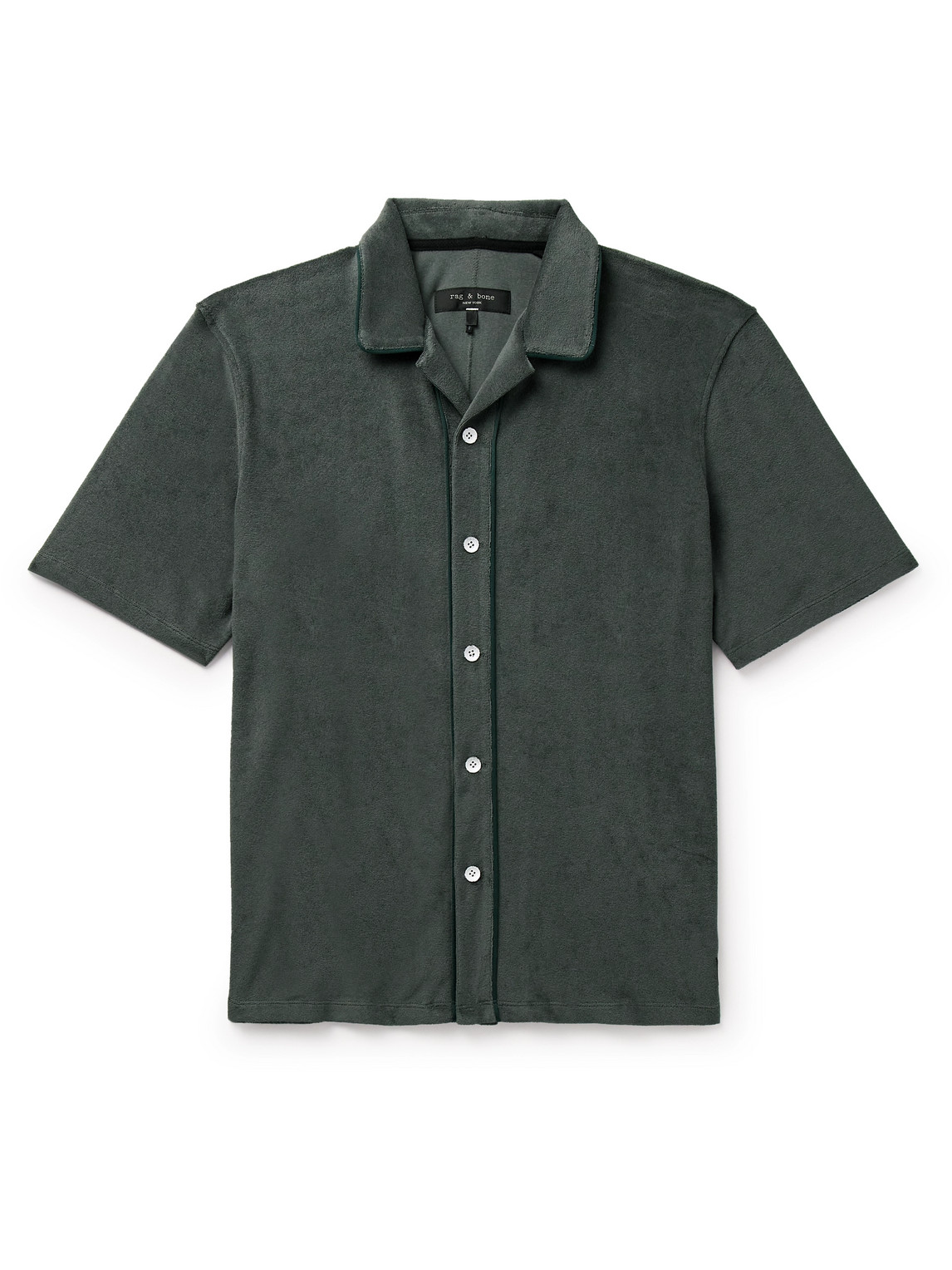 Rag & Bone Avery Terry Cloth Camp Shirt In Shadow Green