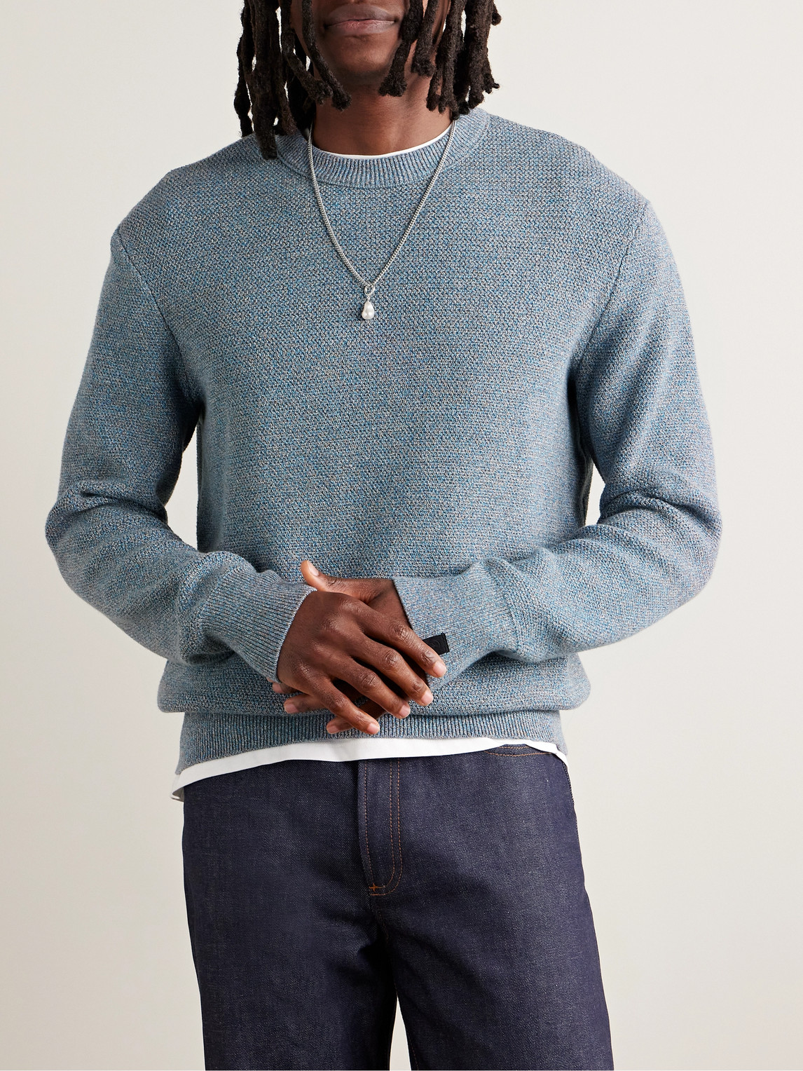 Shop Rag & Bone Dexter Organic Cotton-blend Sweater In Blue