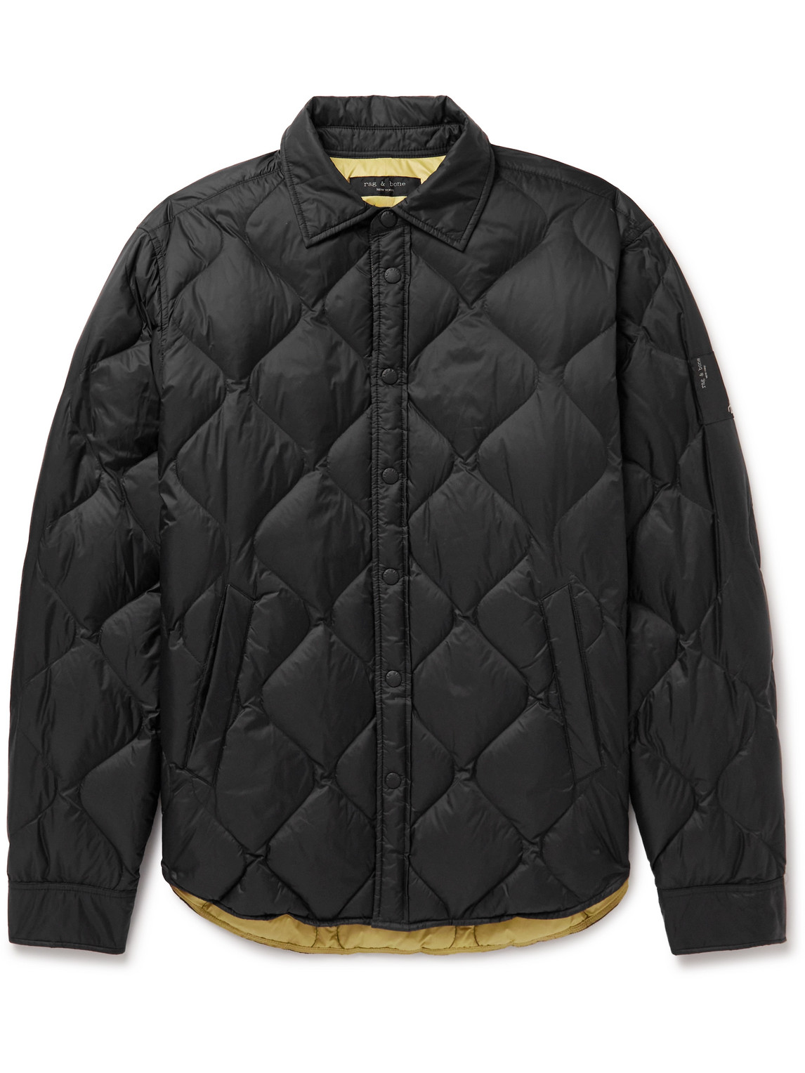 Rag & Bone Dane Quilted Padded Shell Down Shirt Jacket In Black