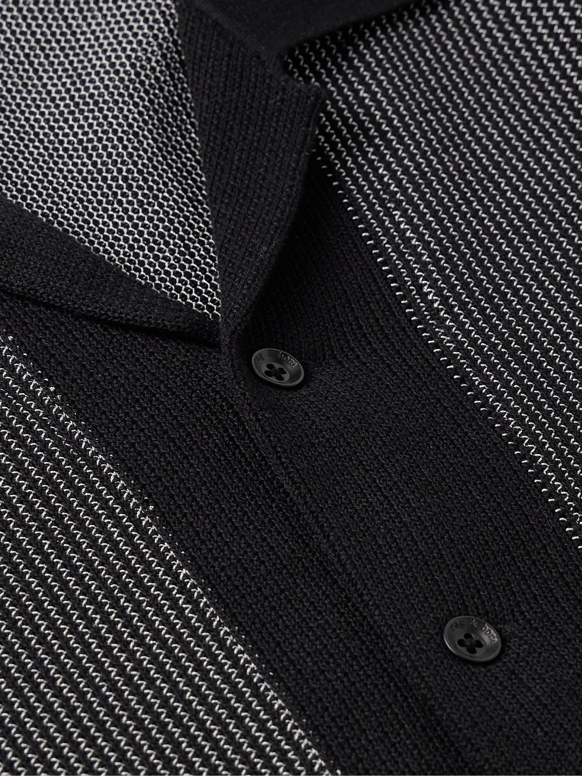 Shop Rag & Bone Harvey Camp-collar Jacquard-knit Cotton-blend Shirt In Black