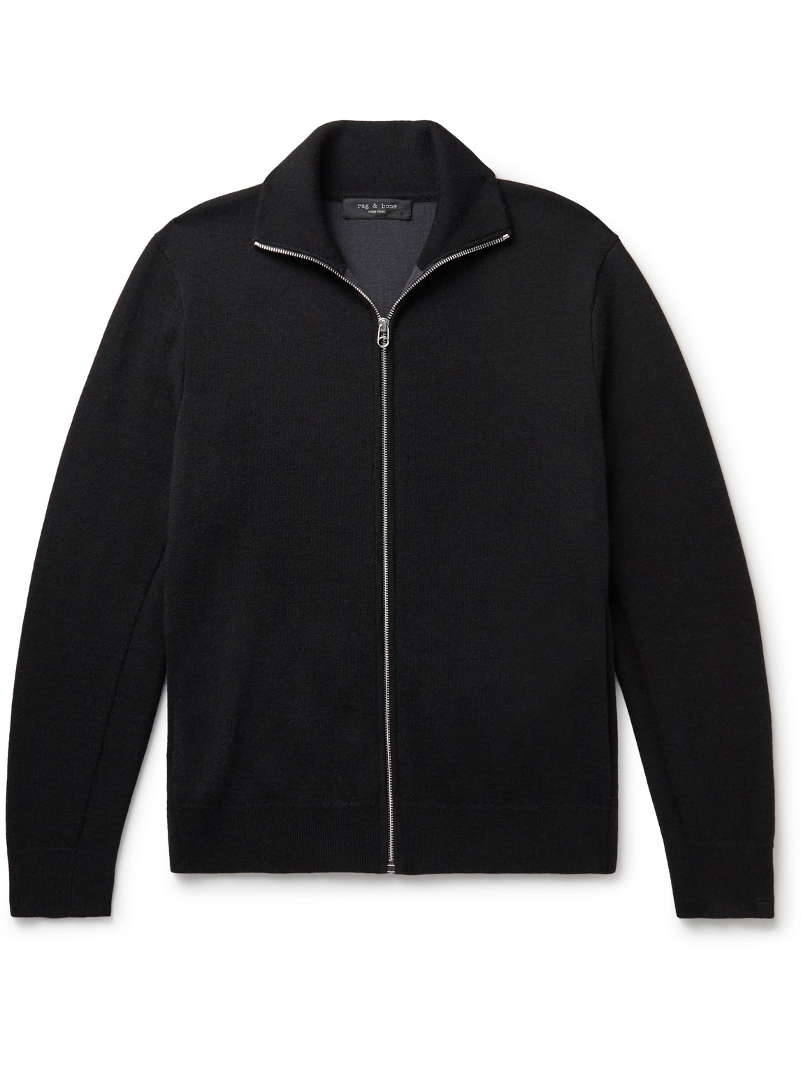 Shop Rag & Bone Andrew Merino Wool-blend Zip-up Cardigan In Black
