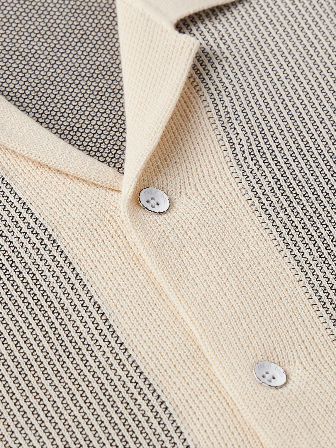 Shop Rag & Bone Harvey Camp-collar Jacquard-knit Cotton-blend Shirt In Neutrals