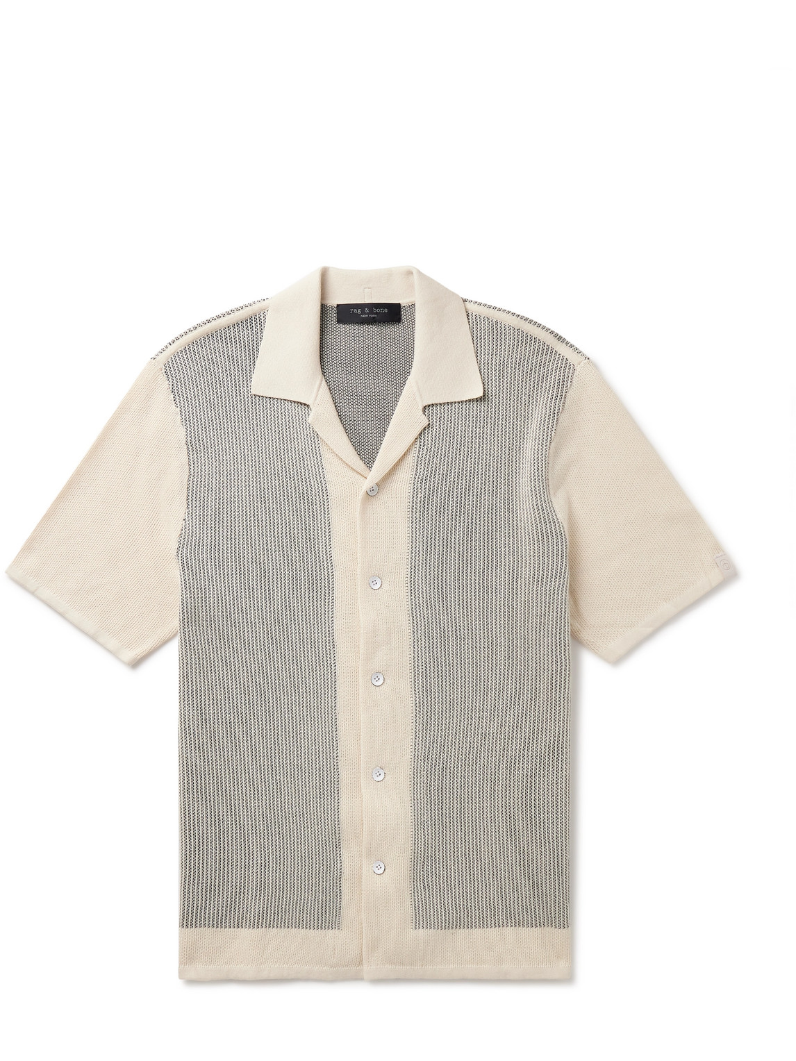 Rag & Bone Harvey Short Sleeve Knit Button-up Camp Shirt In Neutrals