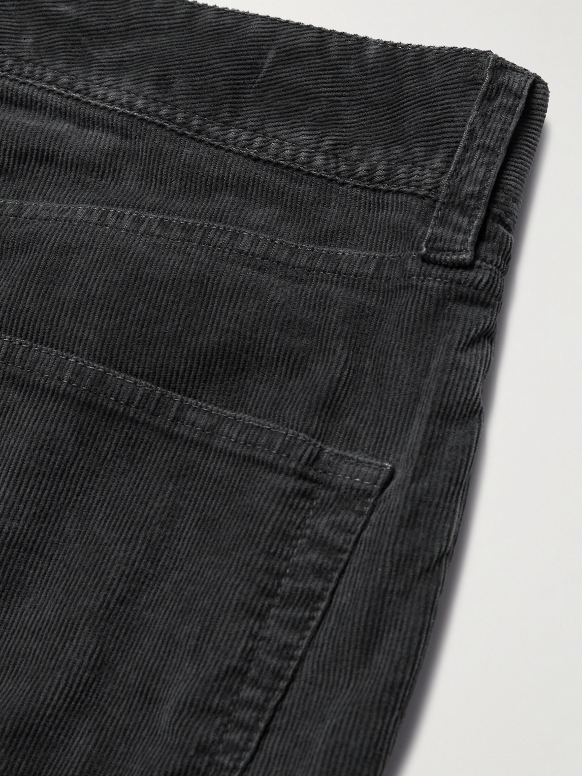 James Perse Slim-fit Straight-leg Stretch Cotton-blend Corduroy Trousers In Gray