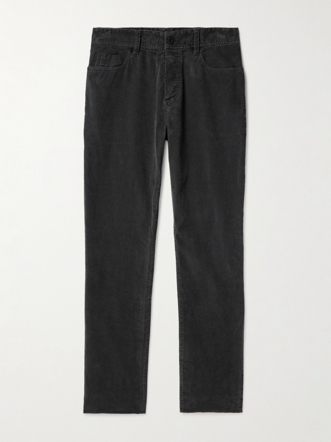 James Perse Slim-fit Straight-leg Stretch Cotton-blend Corduroy Trousers In Gray